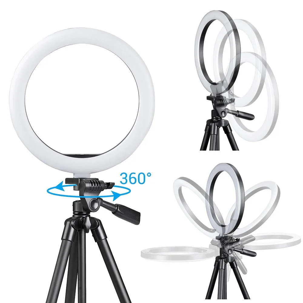 TheLAShop 10in Ring Light with Tripod Stand Kit for Video Photo