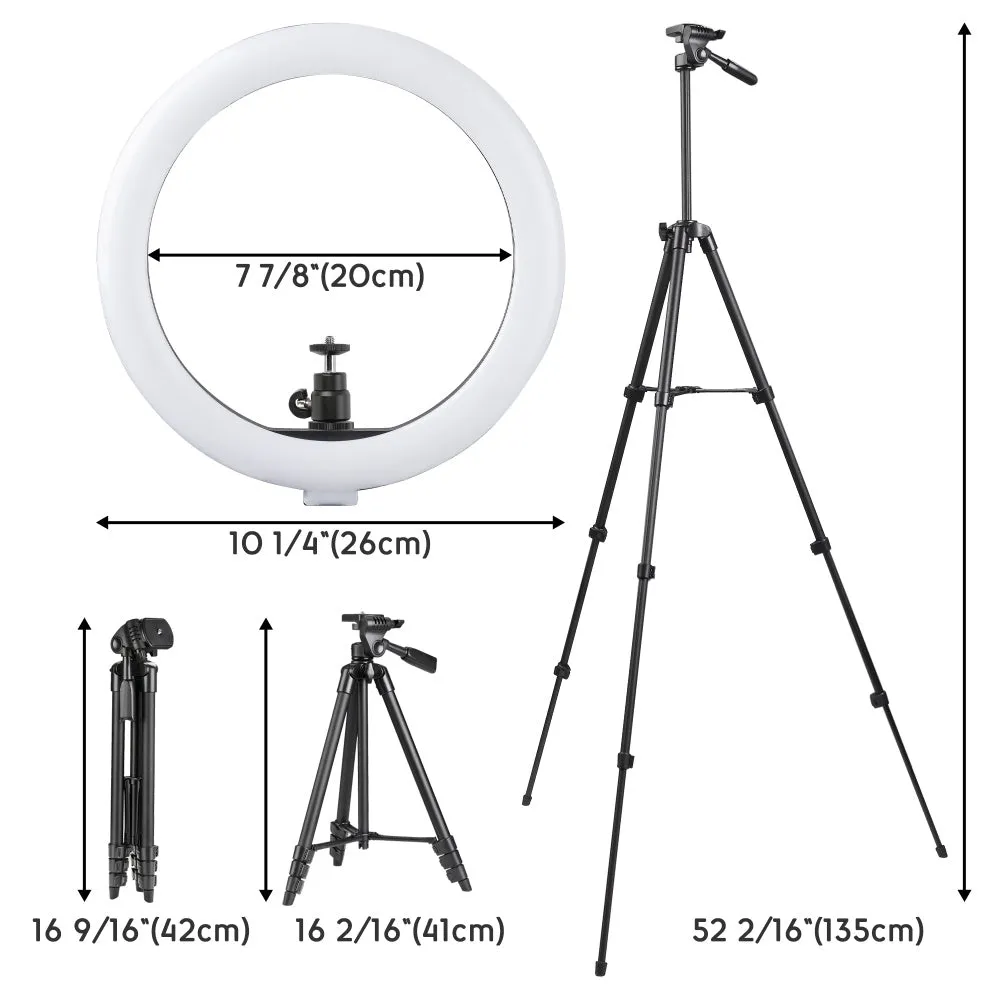 TheLAShop 10in Ring Light with Tripod Stand Kit for Video Photo