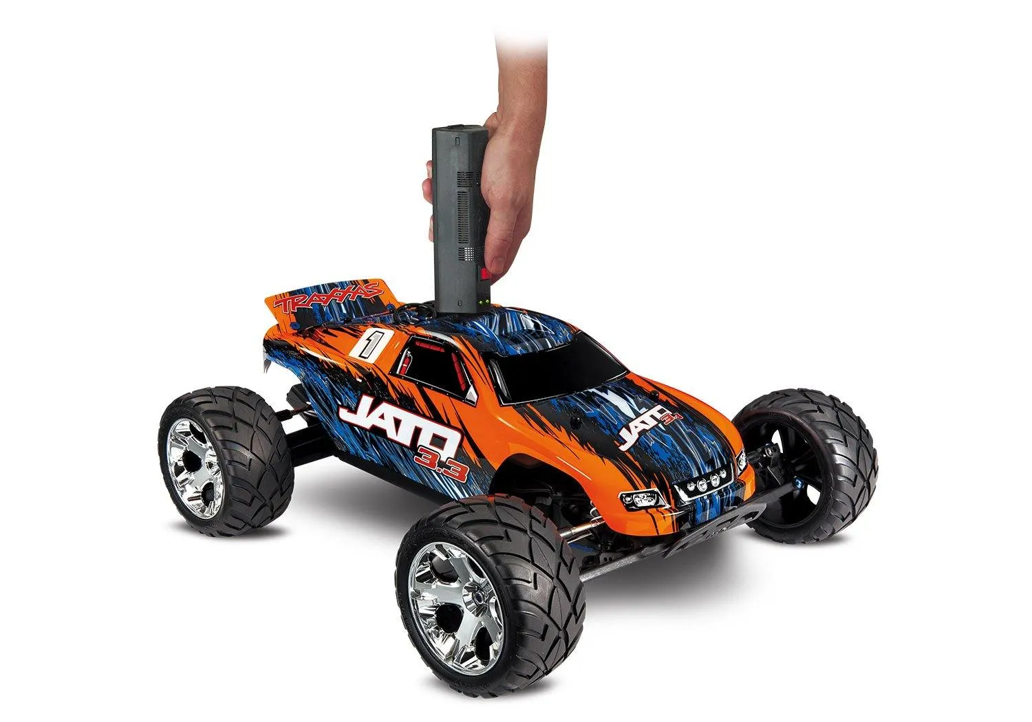 Traxxas Jato 3.3: 1/10 Scale Nitro-Powered 2WD Stadium Truck with TQi 2.4GHz Radio and TSM, Orange