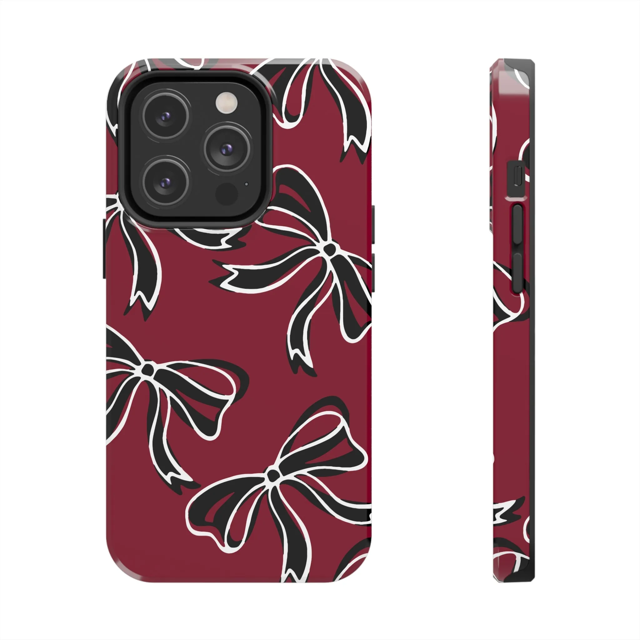 Trendy Bow Phone Case, Bed Party Bow Iphone case, Bow Phone Case, - South Carolina, Gamecocks, USC, garnet and black