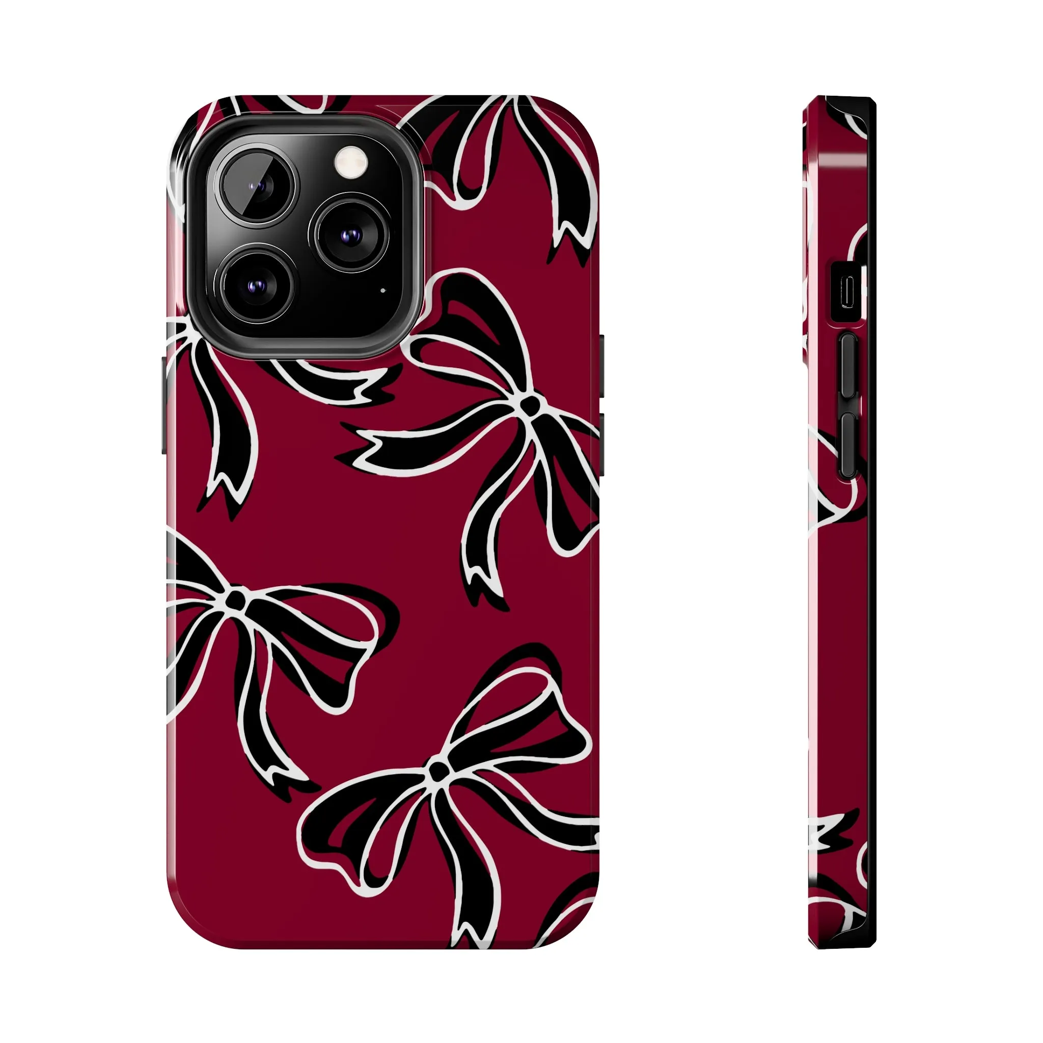 Trendy Bow Phone Case, Bed Party Bow Iphone case, Bow Phone Case, - South Carolina, Gamecocks, USC, garnet and black