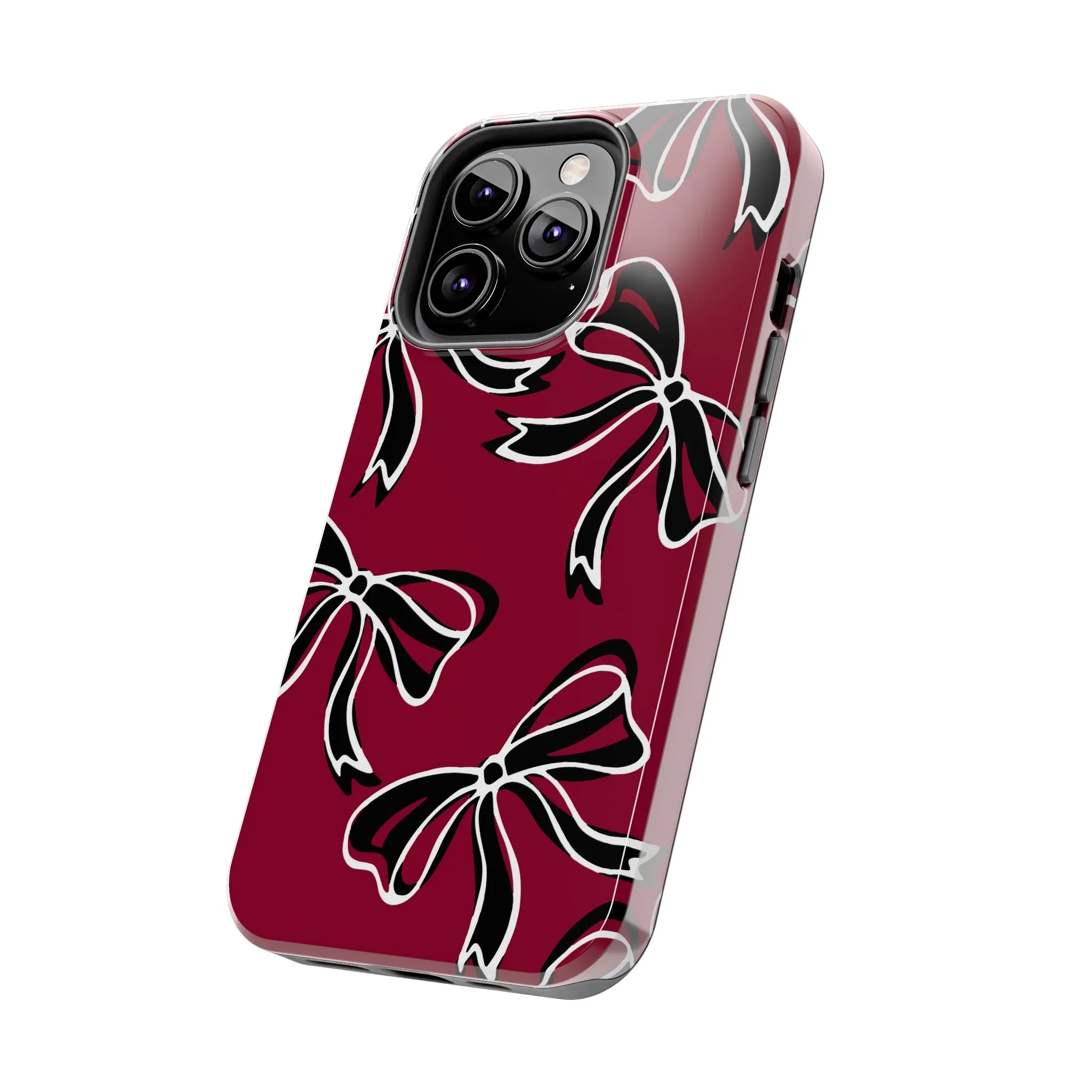 Trendy Bow Phone Case, Bed Party Bow Iphone case, Bow Phone Case, - South Carolina, Gamecocks, USC, garnet and black