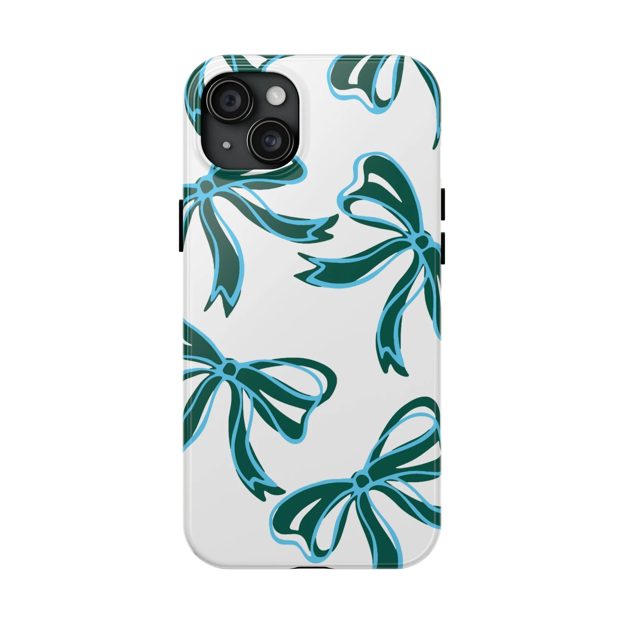 Trendy Bow Phone Case, Bed Party Bow Iphone case, Bow Phone Case, Tulane, Blue and Green, iphone13, iphone 14, roll wave