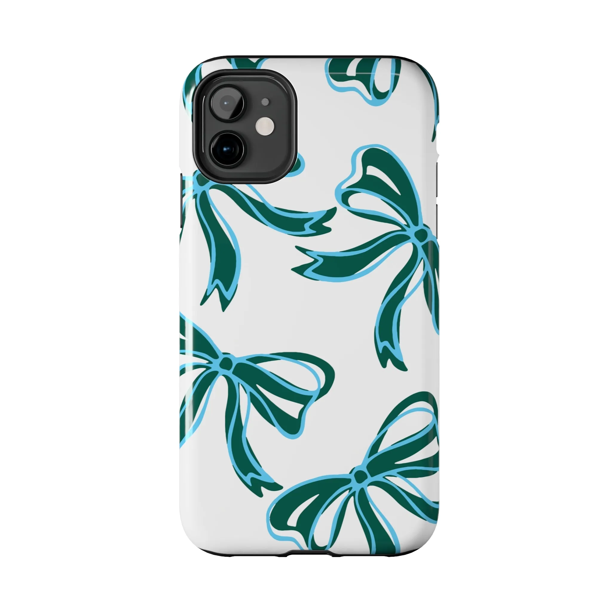 Trendy Bow Phone Case, Bed Party Bow Iphone case, Bow Phone Case, Tulane, Blue and Green, iphone13, iphone 14, roll wave