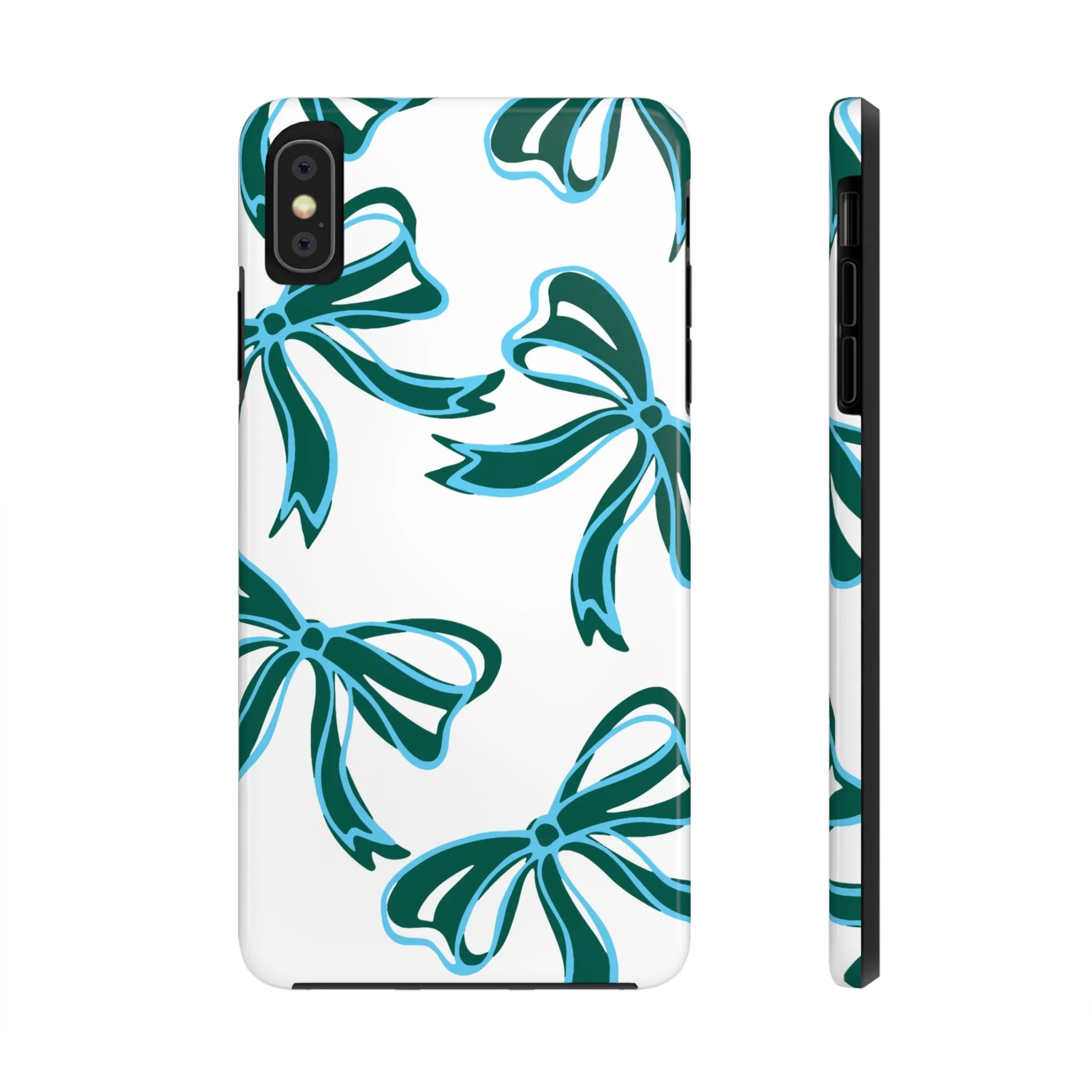 Trendy Bow Phone Case, Bed Party Bow Iphone case, Bow Phone Case, Tulane, Blue and Green, iphone13, iphone 14, roll wave