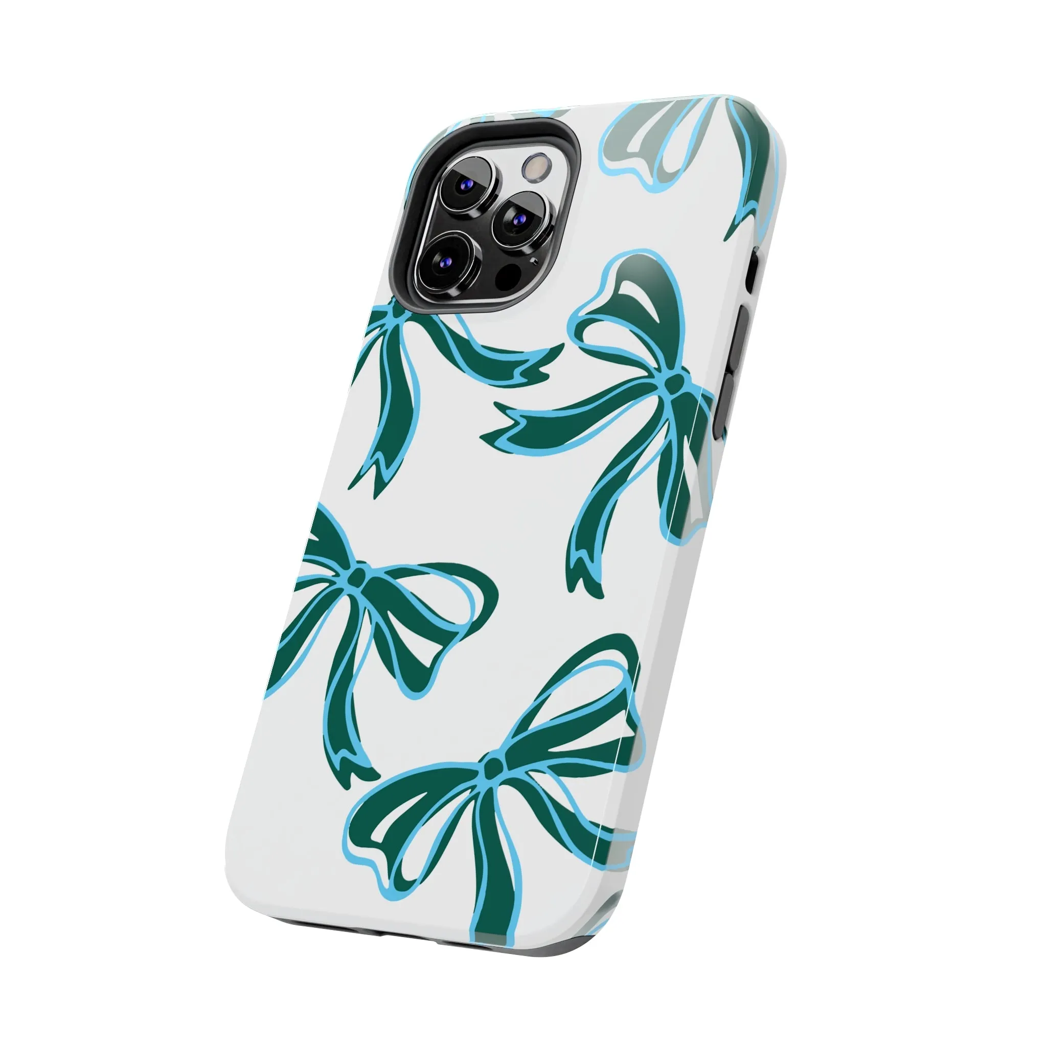 Trendy Bow Phone Case, Bed Party Bow Iphone case, Bow Phone Case, Tulane, Blue and Green, iphone13, iphone 14, roll wave