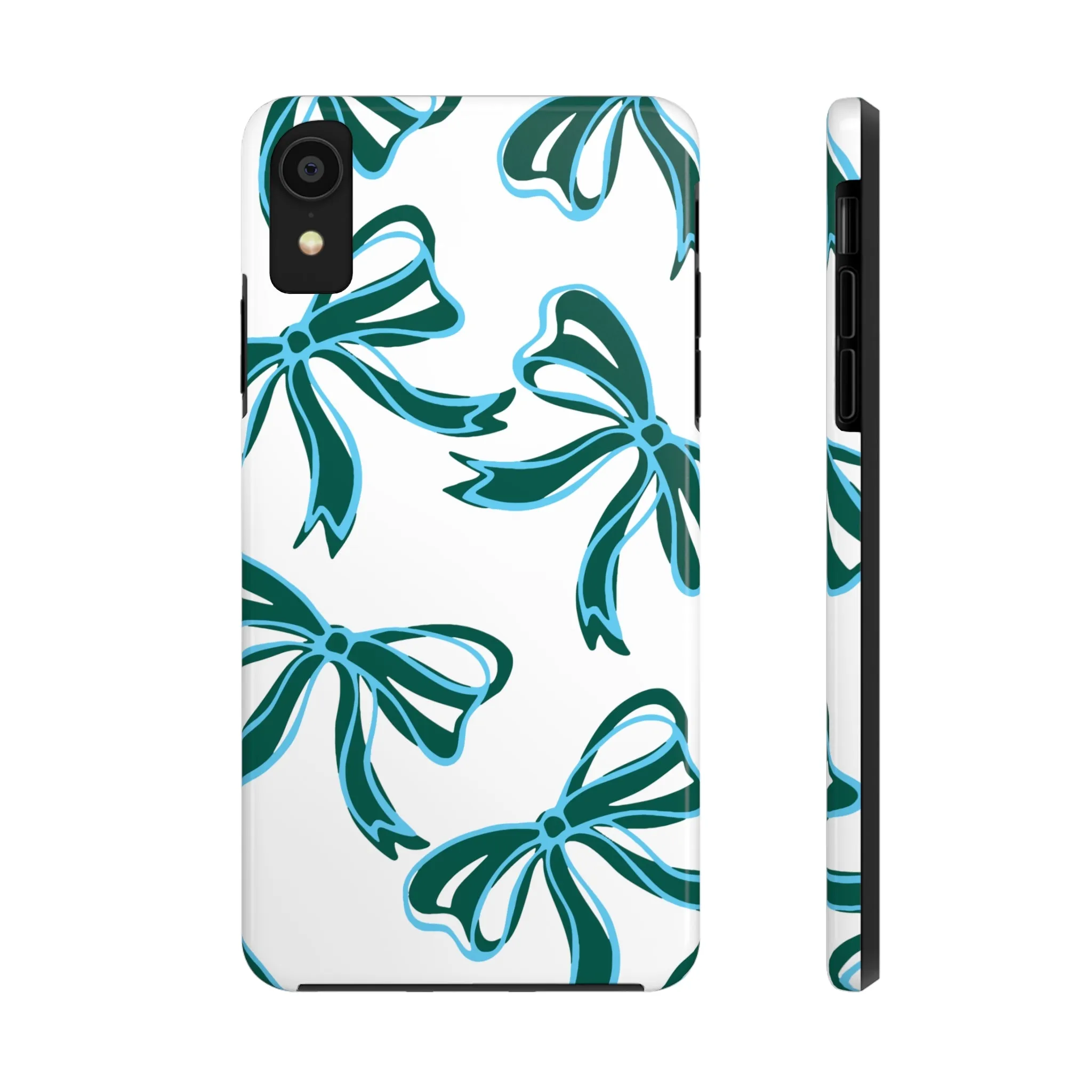 Trendy Bow Phone Case, Bed Party Bow Iphone case, Bow Phone Case, Tulane, Blue and Green, iphone13, iphone 14, roll wave