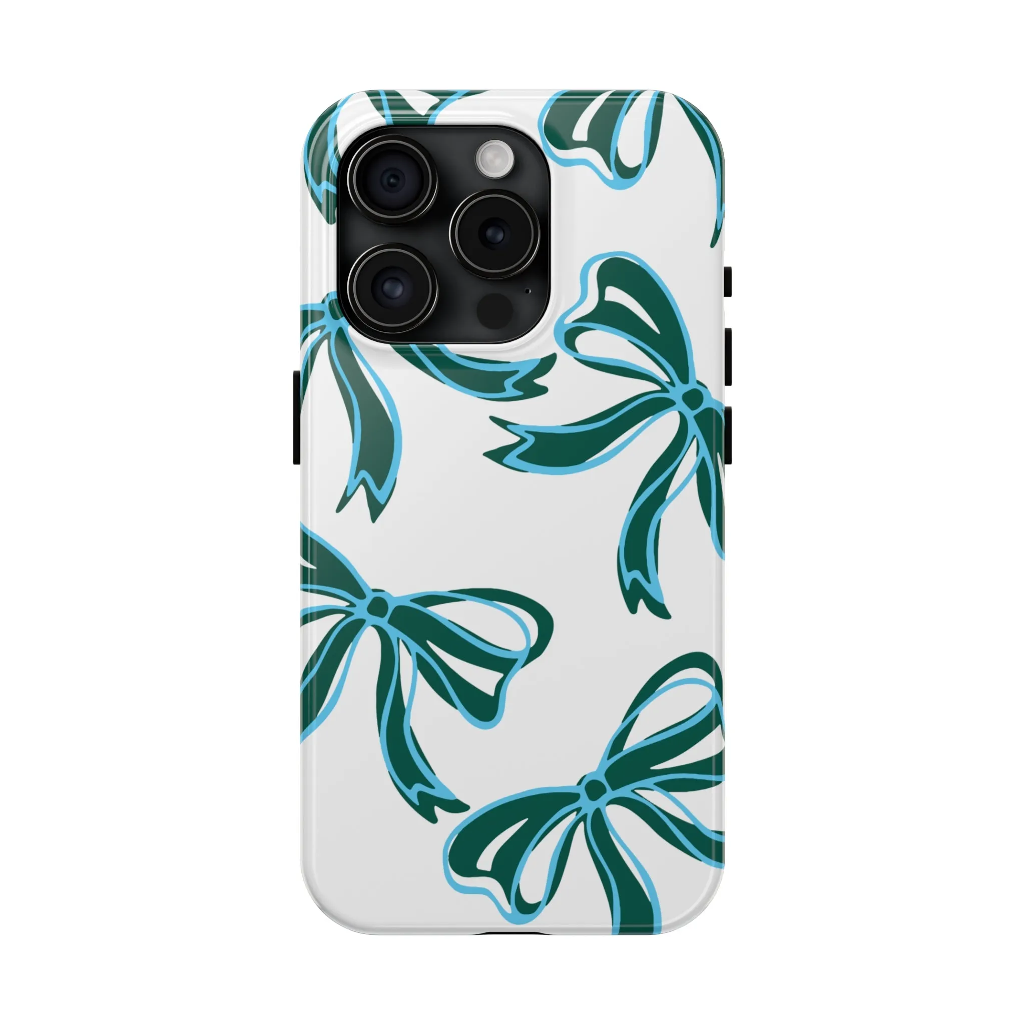 Trendy Bow Phone Case, Bed Party Bow Iphone case, Bow Phone Case, Tulane, Blue and Green, iphone13, iphone 14, roll wave