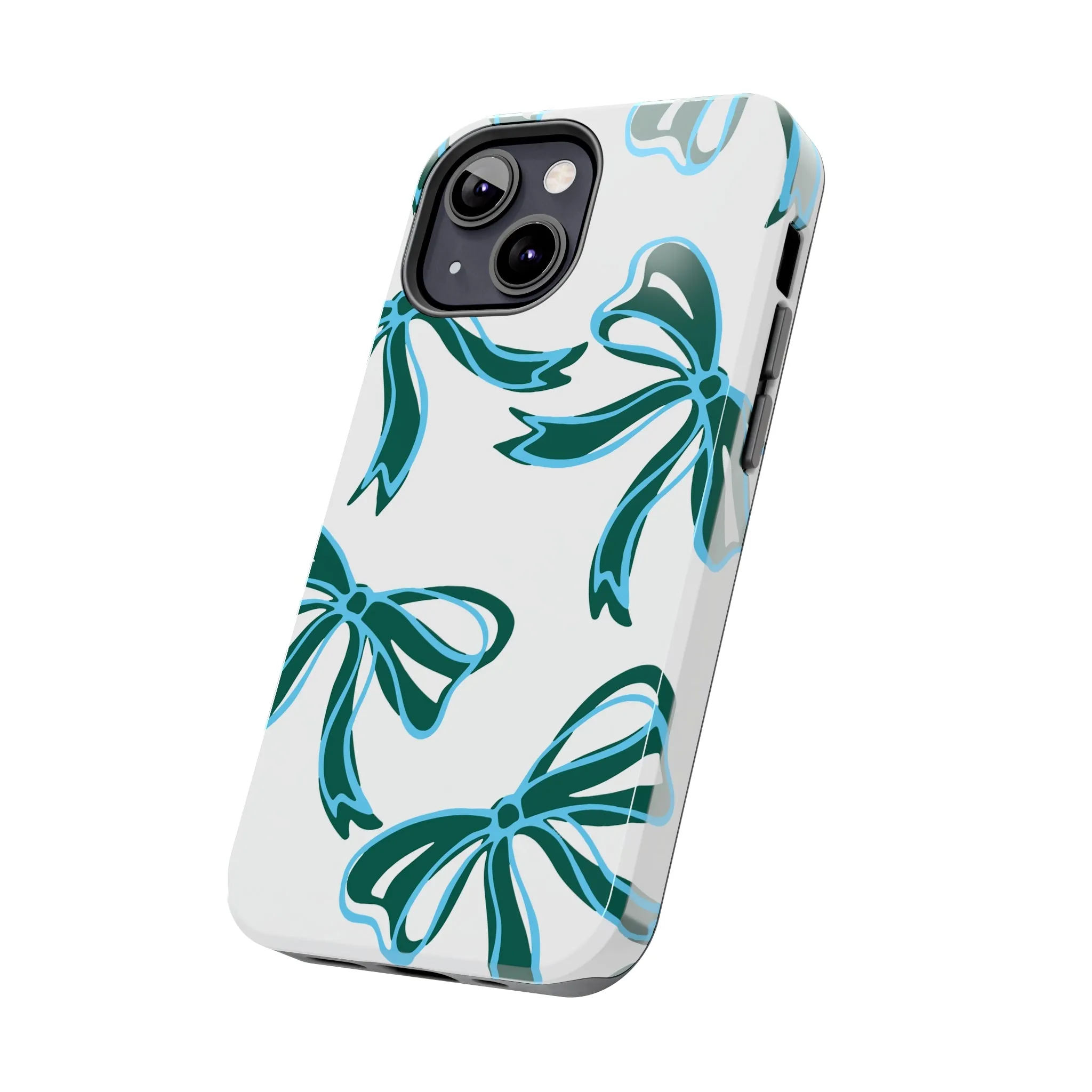 Trendy Bow Phone Case, Bed Party Bow Iphone case, Bow Phone Case, Tulane, Blue and Green, iphone13, iphone 14, roll wave