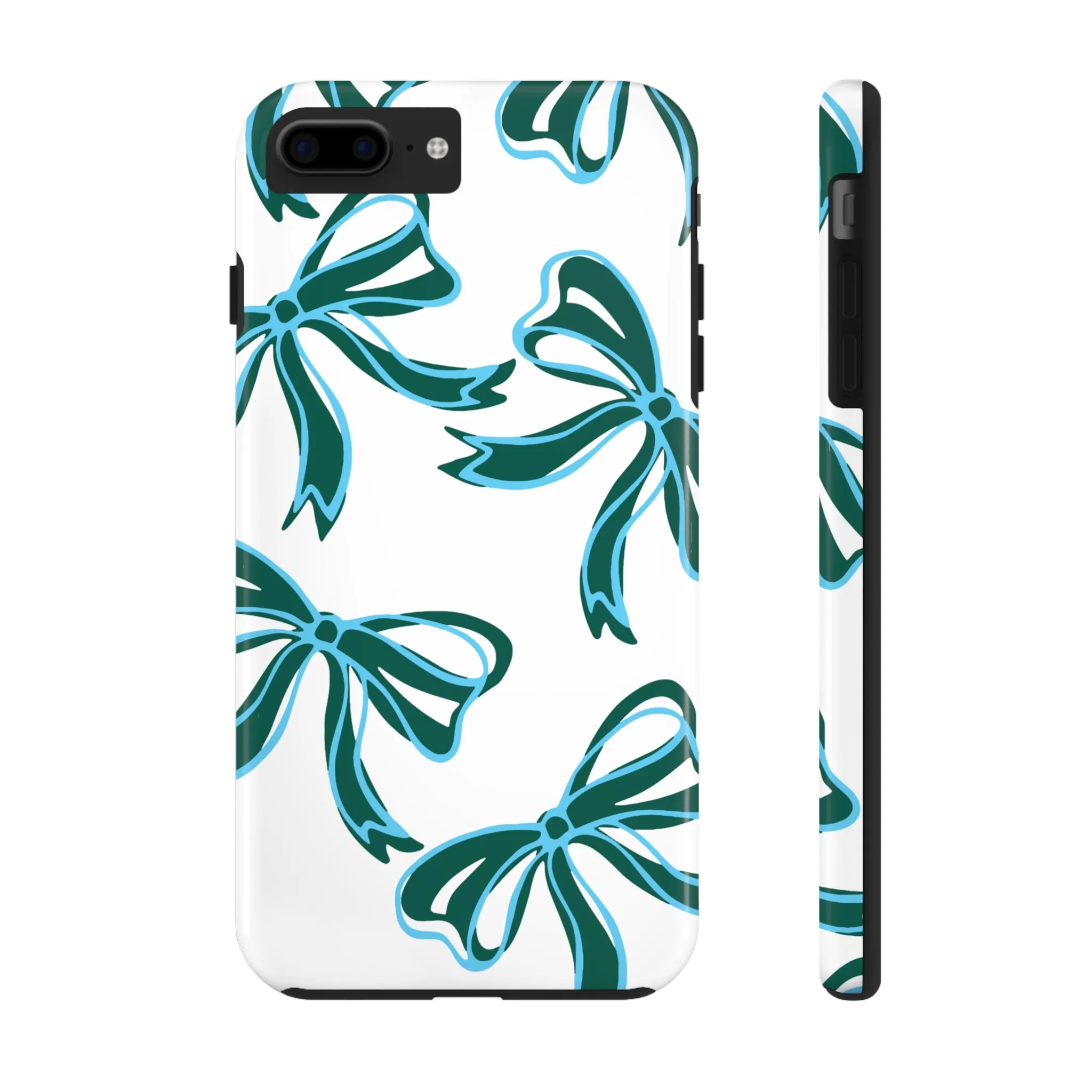 Trendy Bow Phone Case, Bed Party Bow Iphone case, Bow Phone Case, Tulane, Blue and Green, iphone13, iphone 14, roll wave