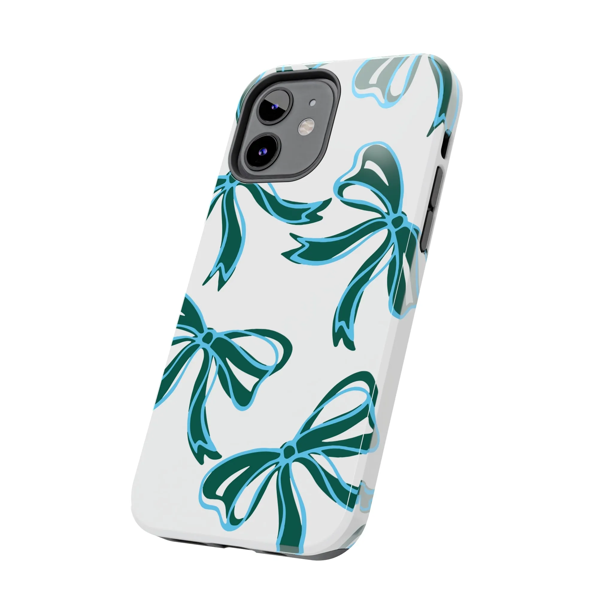 Trendy Bow Phone Case, Bed Party Bow Iphone case, Bow Phone Case, Tulane, Blue and Green, iphone13, iphone 14, roll wave