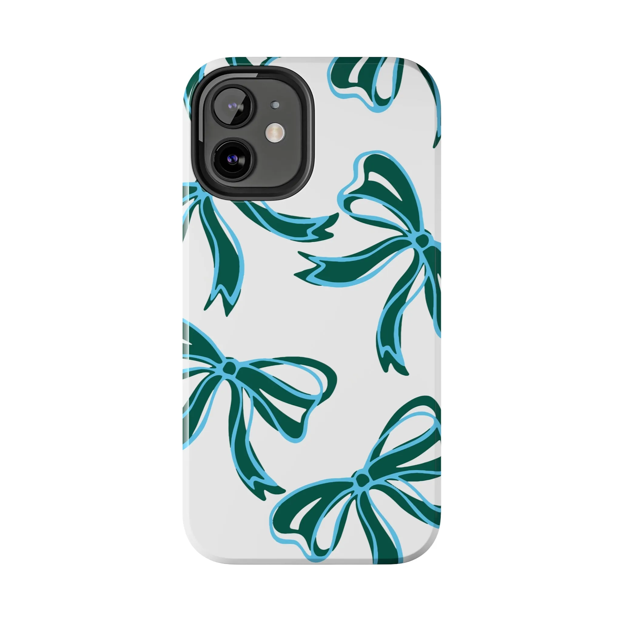 Trendy Bow Phone Case, Bed Party Bow Iphone case, Bow Phone Case, Tulane, Blue and Green, iphone13, iphone 14, roll wave