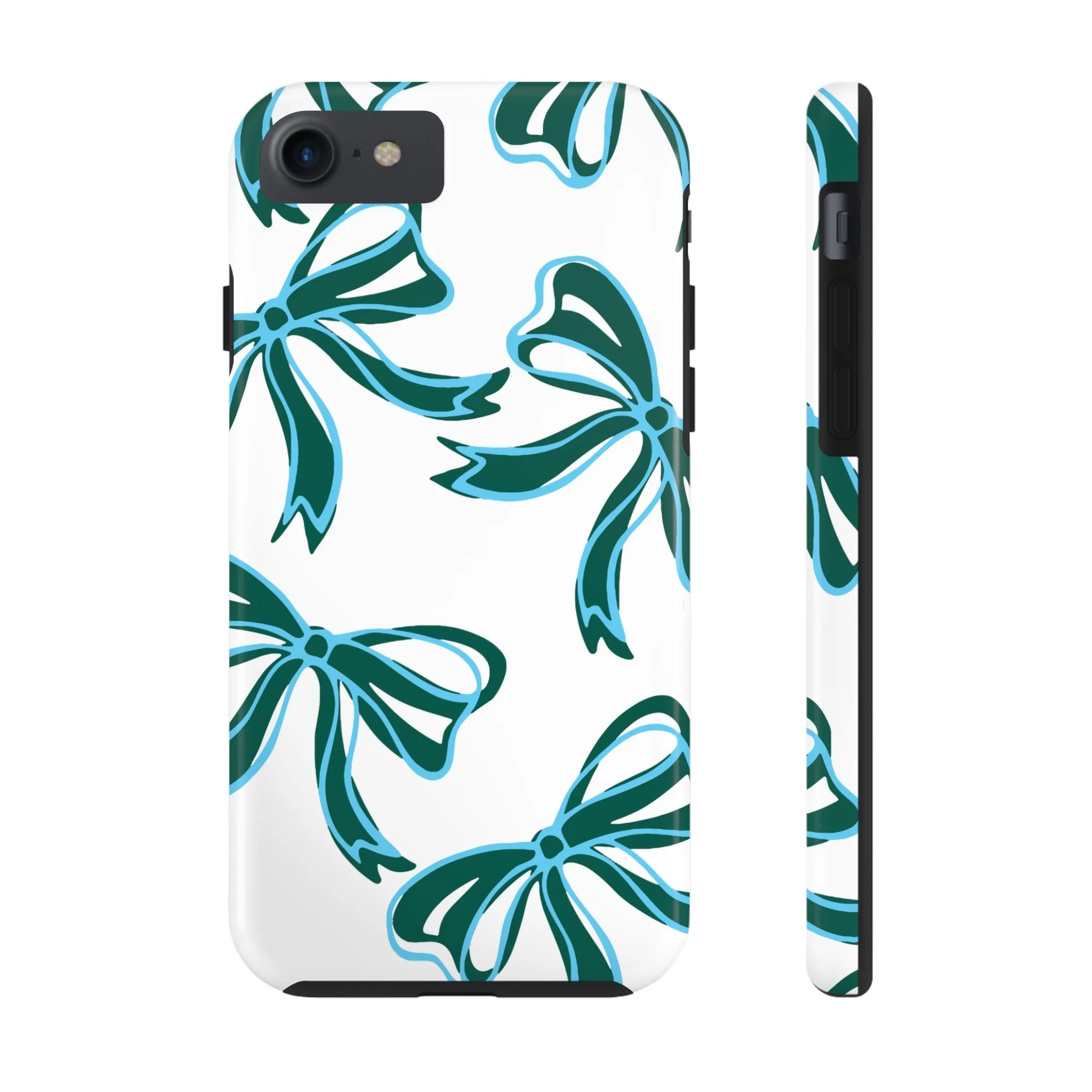 Trendy Bow Phone Case, Bed Party Bow Iphone case, Bow Phone Case, Tulane, Blue and Green, iphone13, iphone 14, roll wave