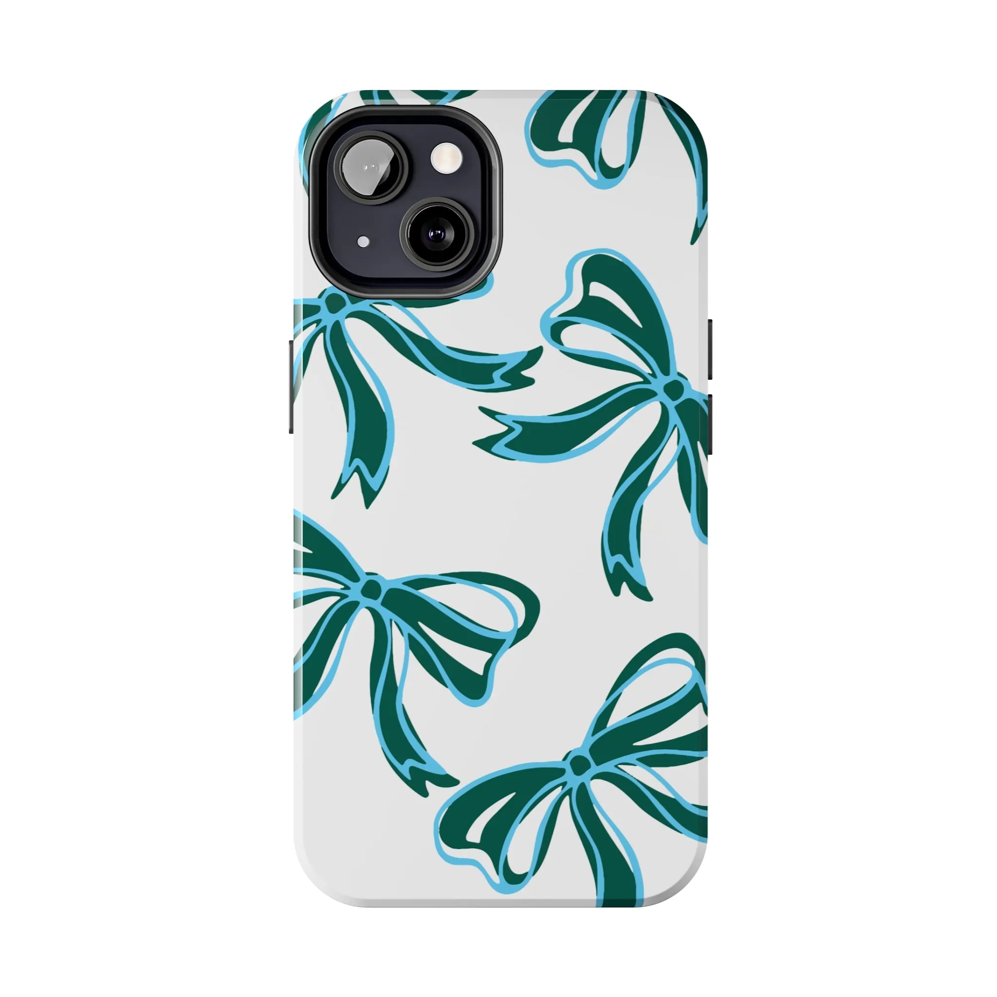 Trendy Bow Phone Case, Bed Party Bow Iphone case, Bow Phone Case, Tulane, Blue and Green, iphone13, iphone 14, roll wave