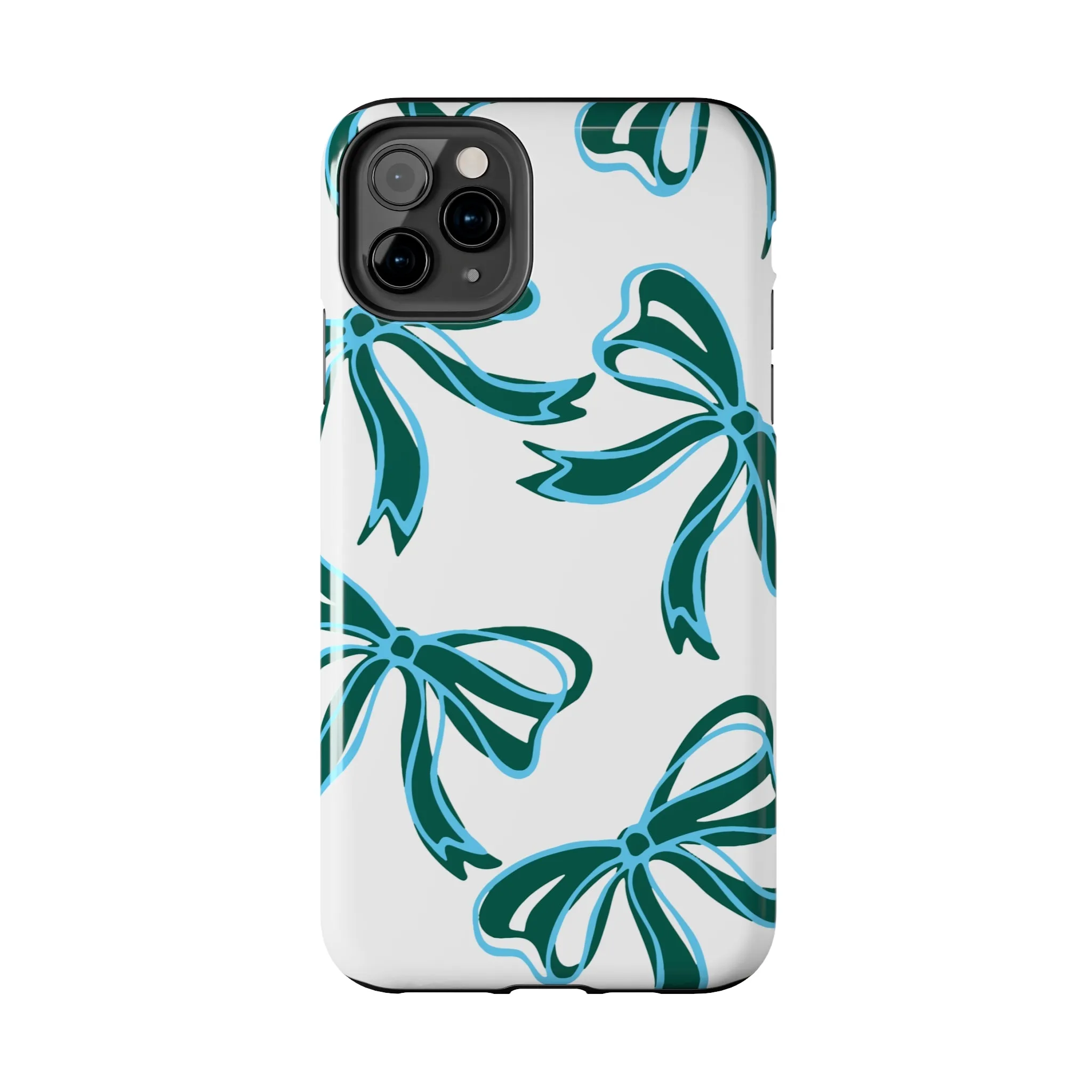 Trendy Bow Phone Case, Bed Party Bow Iphone case, Bow Phone Case, Tulane, Blue and Green, iphone13, iphone 14, roll wave