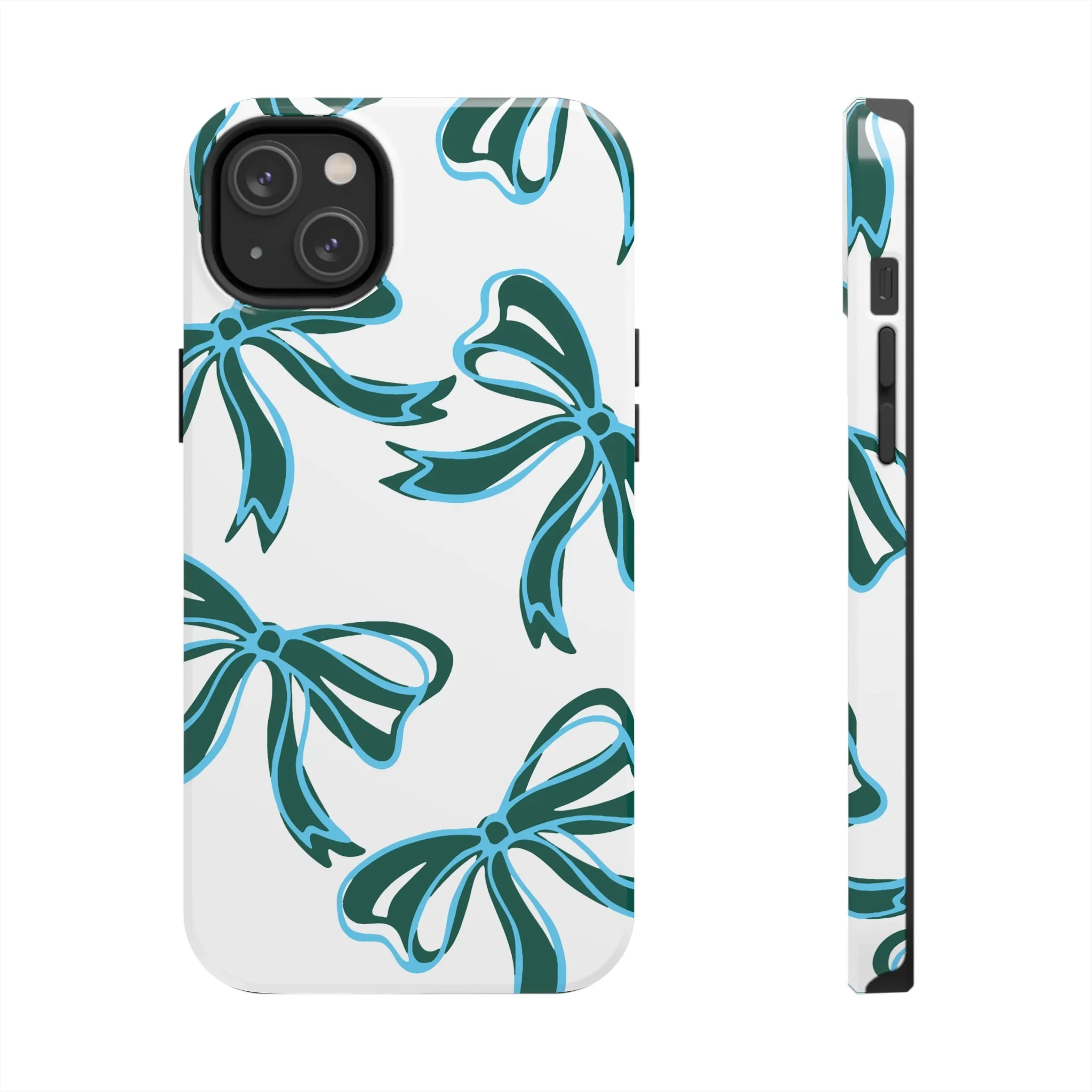 Trendy Bow Phone Case, Bed Party Bow Iphone case, Bow Phone Case, Tulane, Blue and Green, iphone13, iphone 14, roll wave