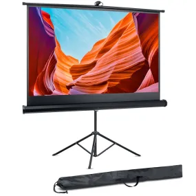 Universal 60-Inch Tripod Screen - Floor Standing Portable Fold-Out Roll-Up Tripod Manual Projector Screen