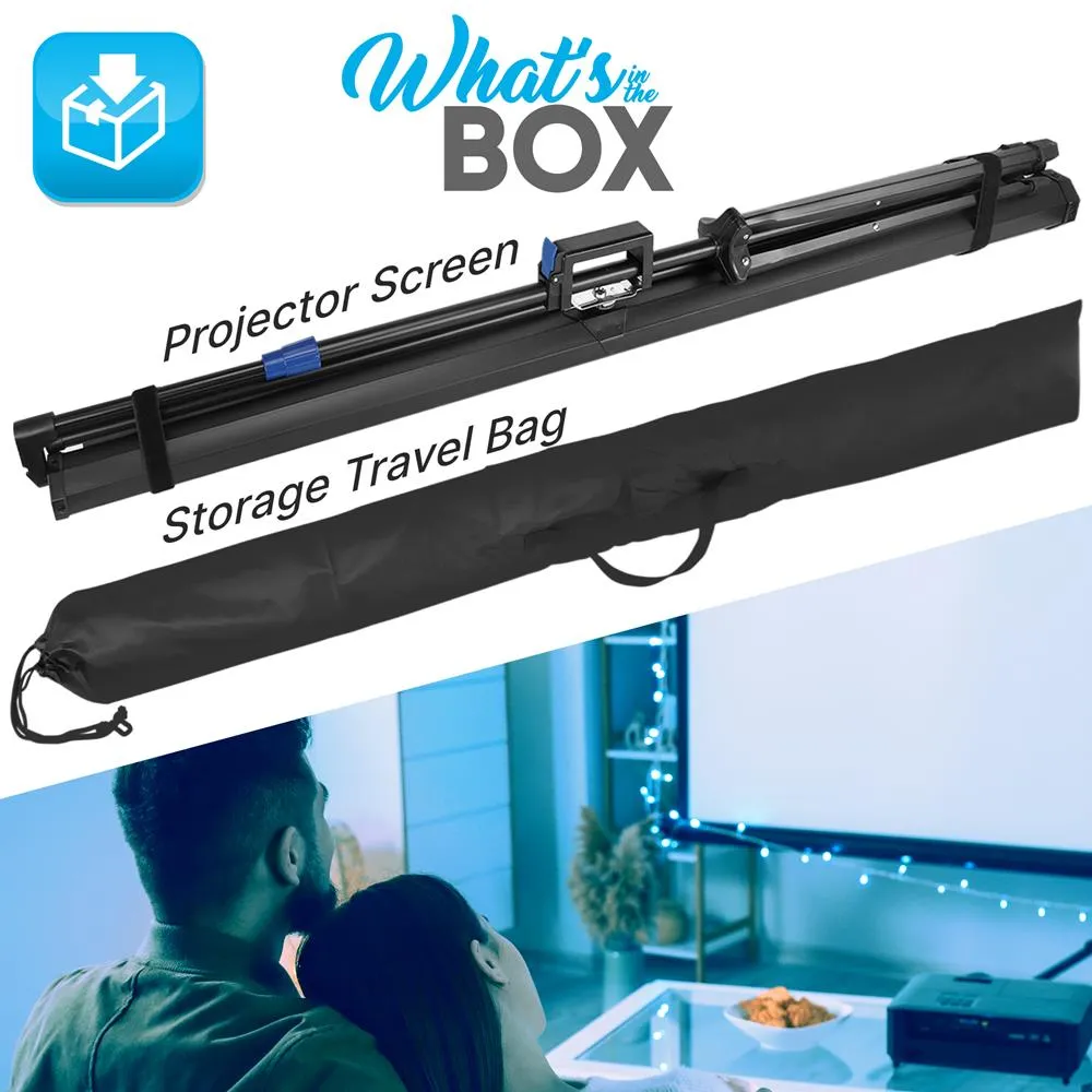 Universal 60-Inch Tripod Screen - Floor Standing Portable Fold-Out Roll-Up Tripod Manual Projector Screen