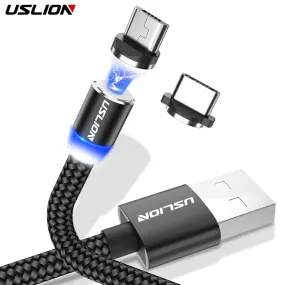 USLION Magnetic Micro USB Cable Fast Charging USB Type C Cable Magnet Charger Data Charge Cable Cord For Iphone 7 Samsung Xiaomi