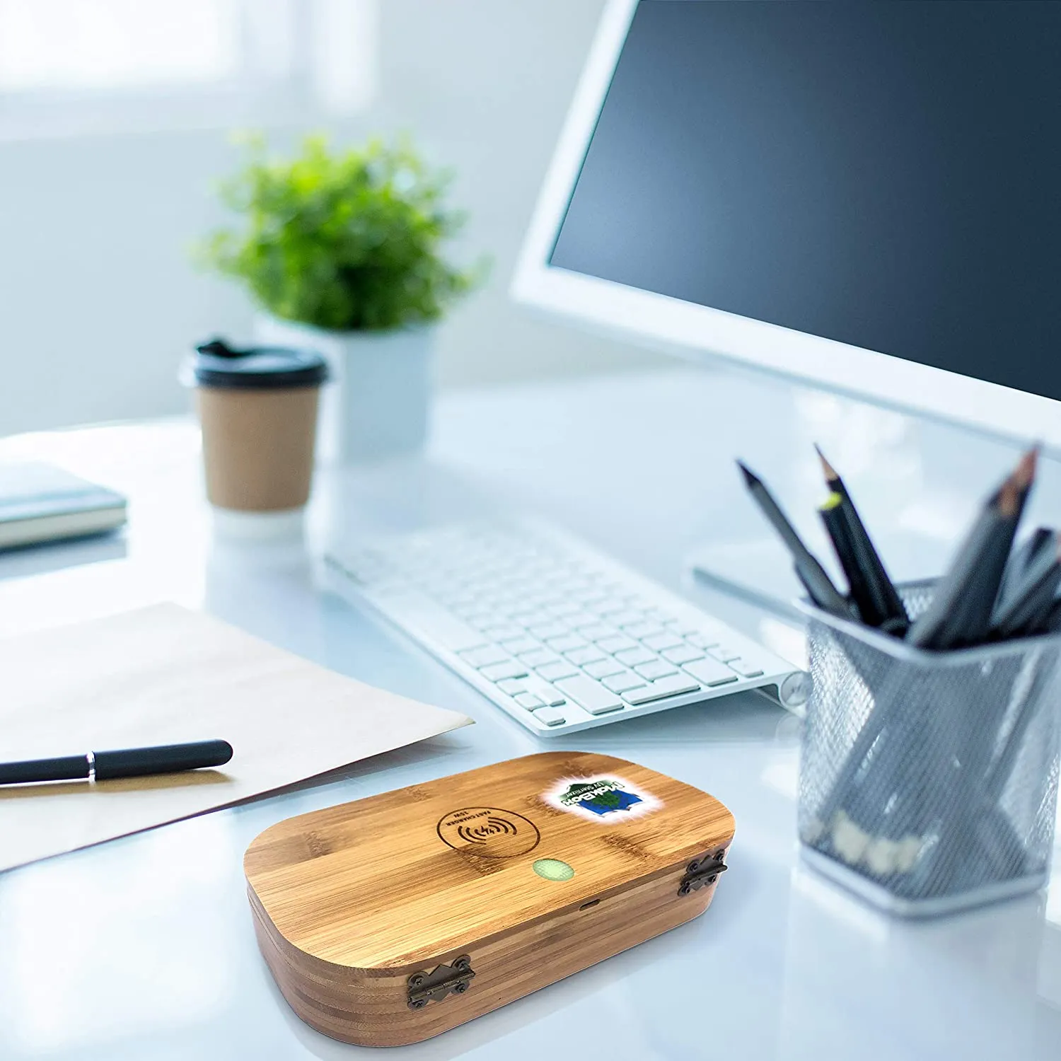 UV Phone Sanitizer – UV Sanitizer with Wireless Charging – Portable Bamboo Sanitizer