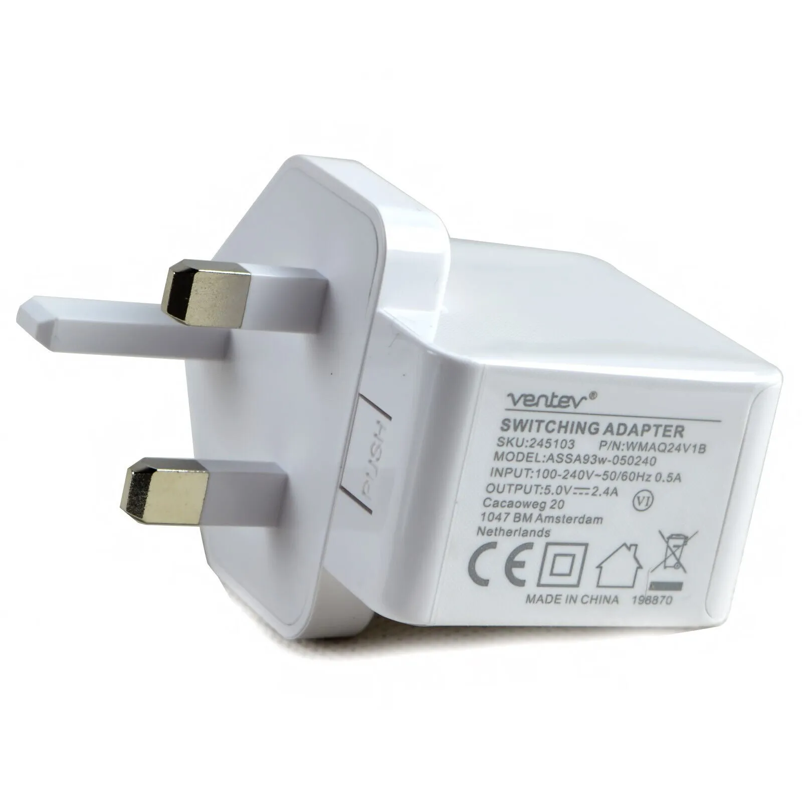 Ventev Essential 10W Wireless Bundle with 12W Plug & Type-C Cable Charger - White | 751791