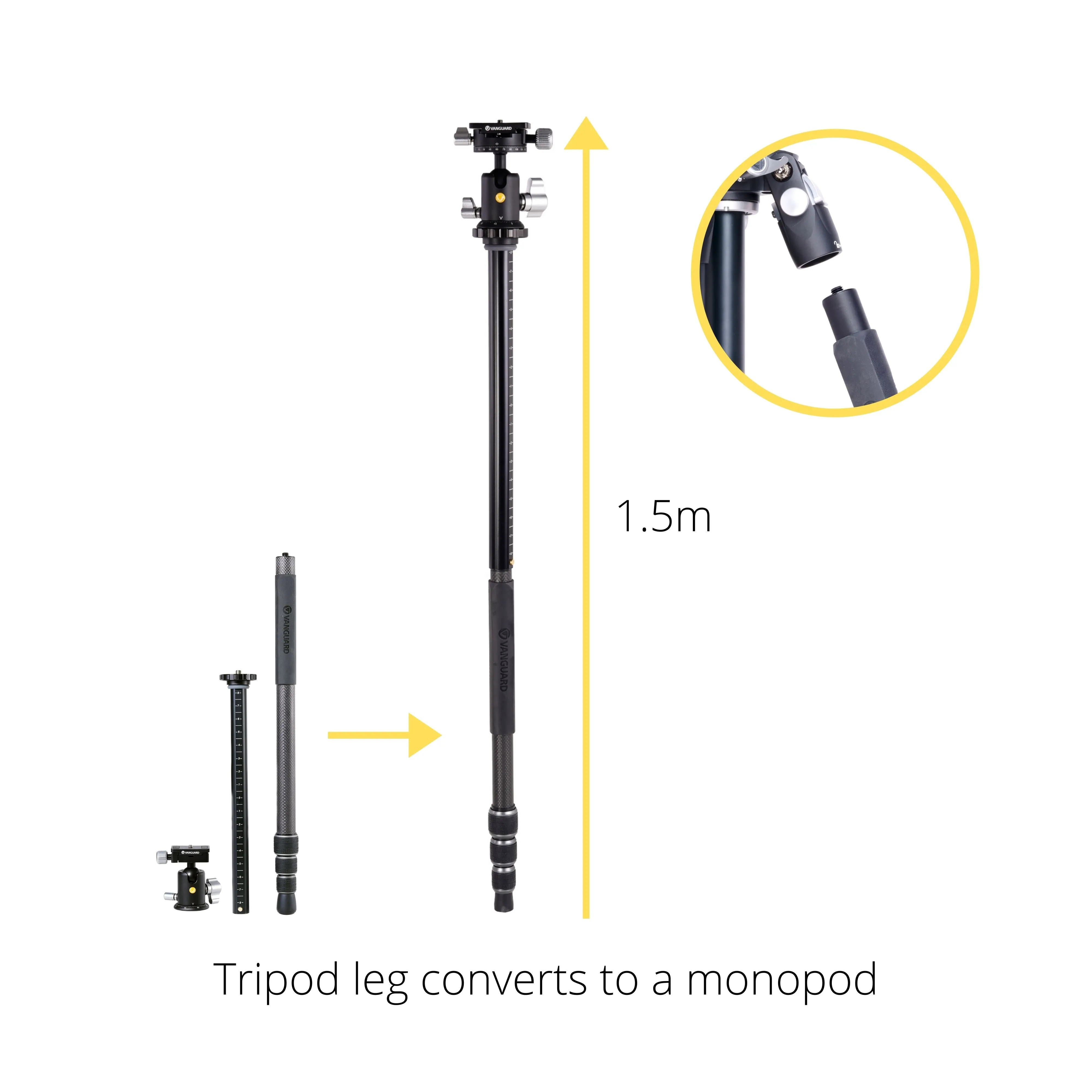 VEO 3T  234CB Versatile Carbon Travel Tripod with Dual Axis Ball Head - 10kg Load Capacity