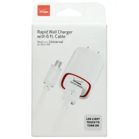 Verizon Rapid Wall charger with (6-Ft) Micro-USB LED Cable - White