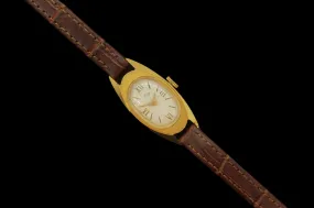 Vintage Soviet women's mechanical watch Luch, Roman Numerals, gold plate case