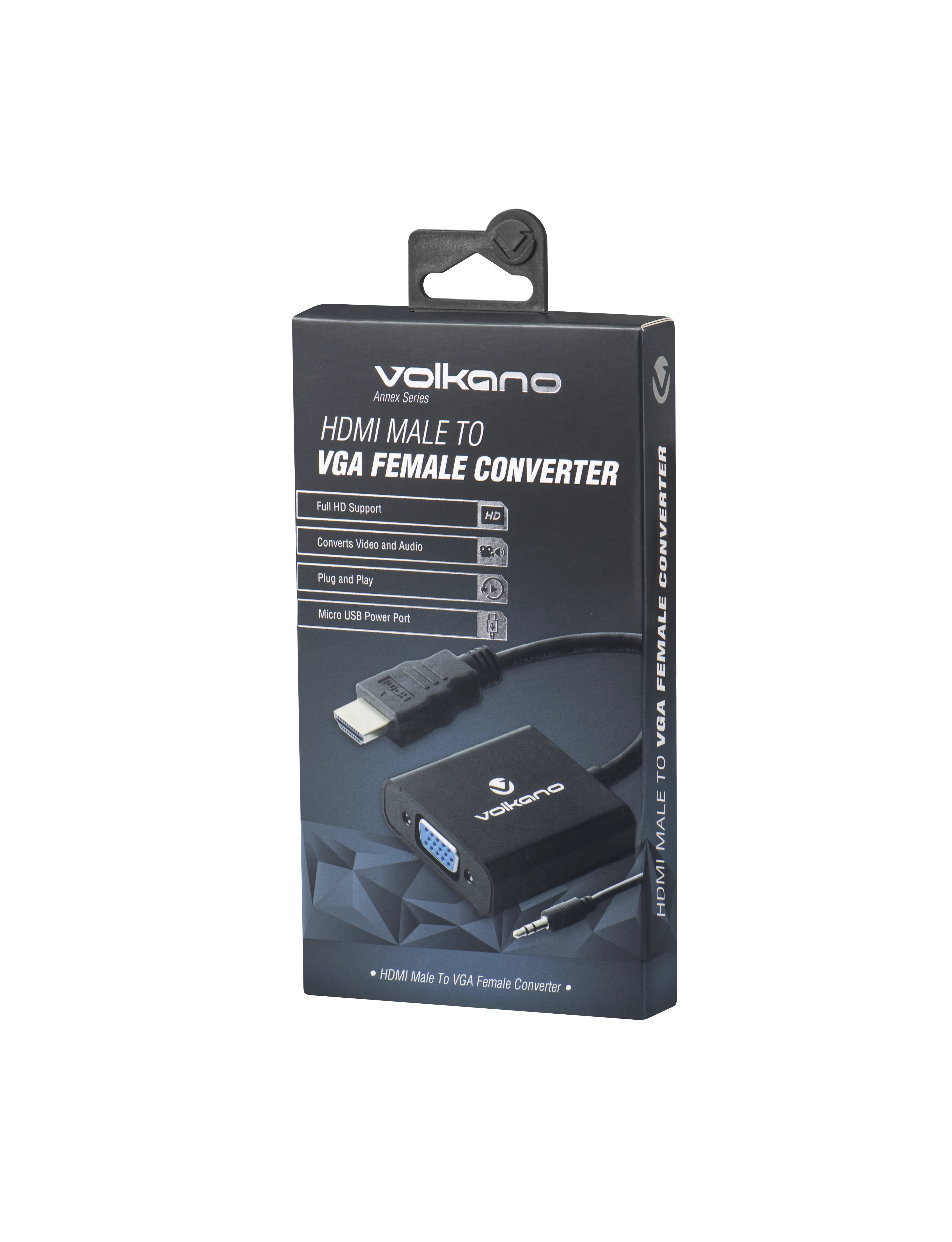 Volkano Annex series HDMI Male to VGA female converter, 10cm cable, with Sound