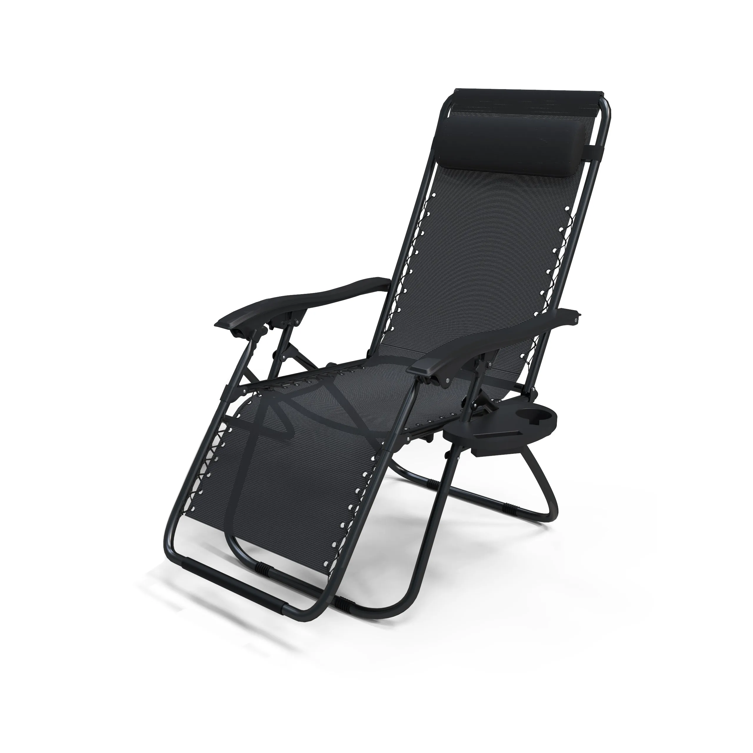 VOUNOT Zero Gravity Chairs, Garden Sun Loungers with Cup and Phone Holder, Black