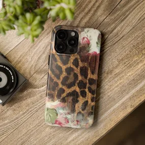 Western Roses and Leopard Design Tough Phone Case compatible with a large variety of phone models, Gift, Phone Case