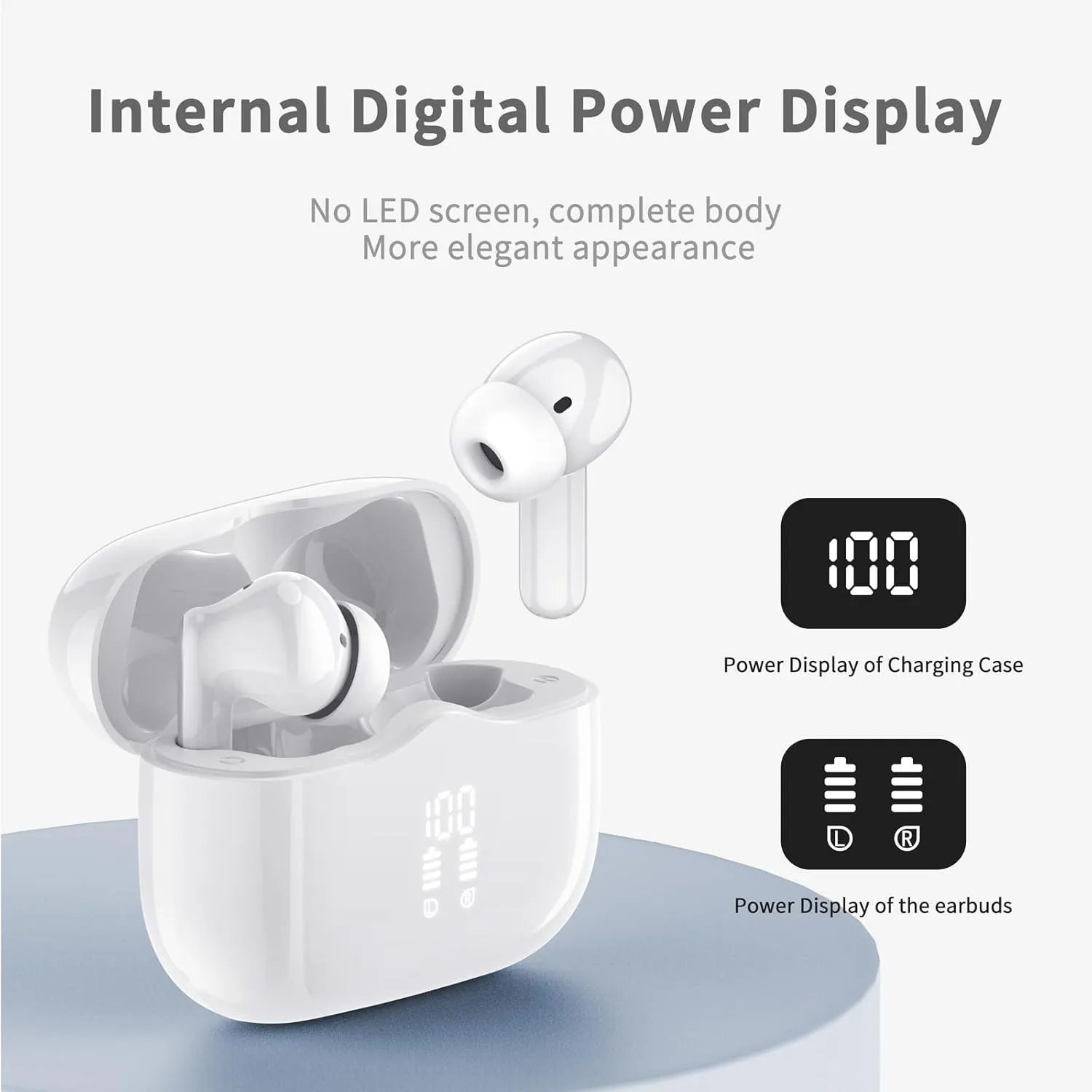 Wireless Earbuds, Bluetooth 5.3 Headphones in Ear with 4 ENC Noise Cancelling Mic, HiFi Stereo Deep Bass Wireless Earphones 40H Playtime, in-Ear Earbud Bluetooth Dual LED Display IP7 Waterproof, USB-C