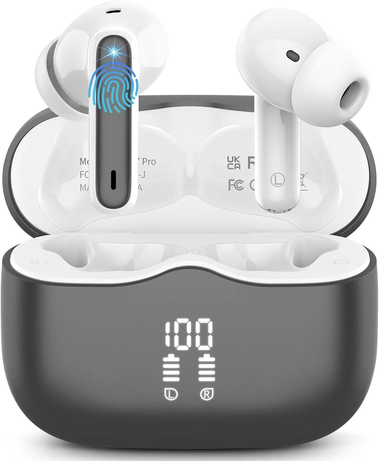 Wireless Earbuds, Bluetooth 5.3 Headphones in Ear with 4 ENC Noise Cancelling Mic, HiFi Stereo Deep Bass Wireless Earphones 40H Playtime, in-Ear Earbud Bluetooth Dual LED Display IP7 Waterproof, USB-C