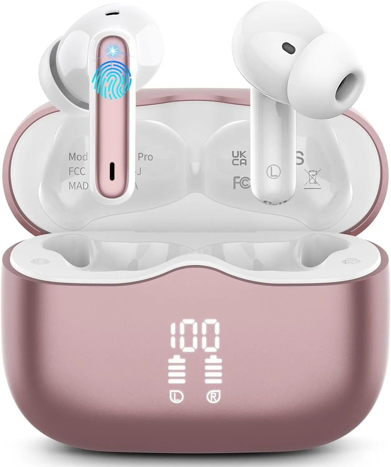 Wireless Earbuds, Bluetooth 5.3 Headphones in Ear with 4 ENC Noise Cancelling Mic, HiFi Stereo Deep Bass Wireless Earphones 40H Playtime, in-Ear Earbud Bluetooth Dual LED Display IP7 Waterproof, USB-C