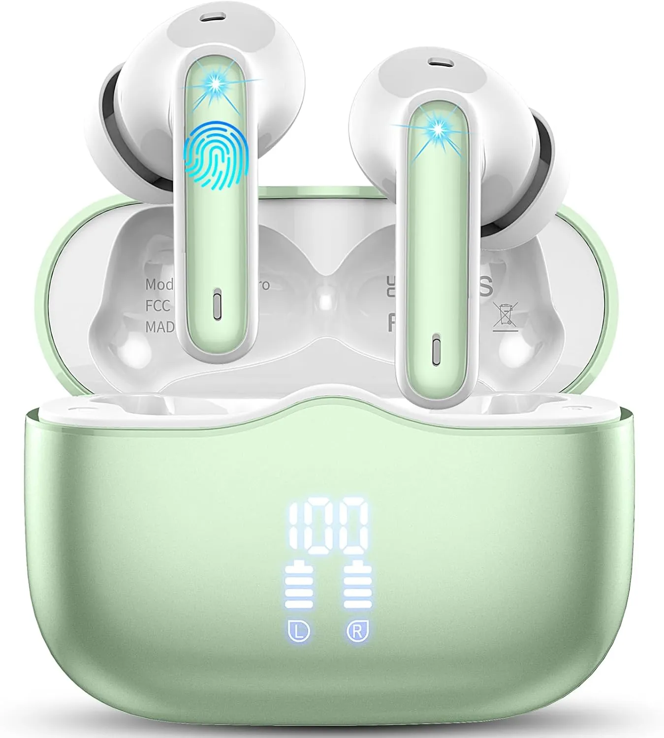 Wireless Earbuds, Bluetooth 5.3 Headphones in Ear with 4 ENC Noise Cancelling Mic, HiFi Stereo Deep Bass Wireless Earphones 40H Playtime, in-Ear Earbud Bluetooth Dual LED Display IP7 Waterproof, USB-C