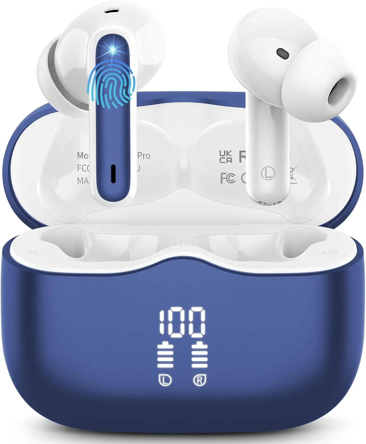 Wireless Earbuds, Bluetooth 5.3 Headphones in Ear with 4 ENC Noise Cancelling Mic, HiFi Stereo Deep Bass Wireless Earphones 40H Playtime, in-Ear Earbud Bluetooth Dual LED Display IP7 Waterproof, USB-C