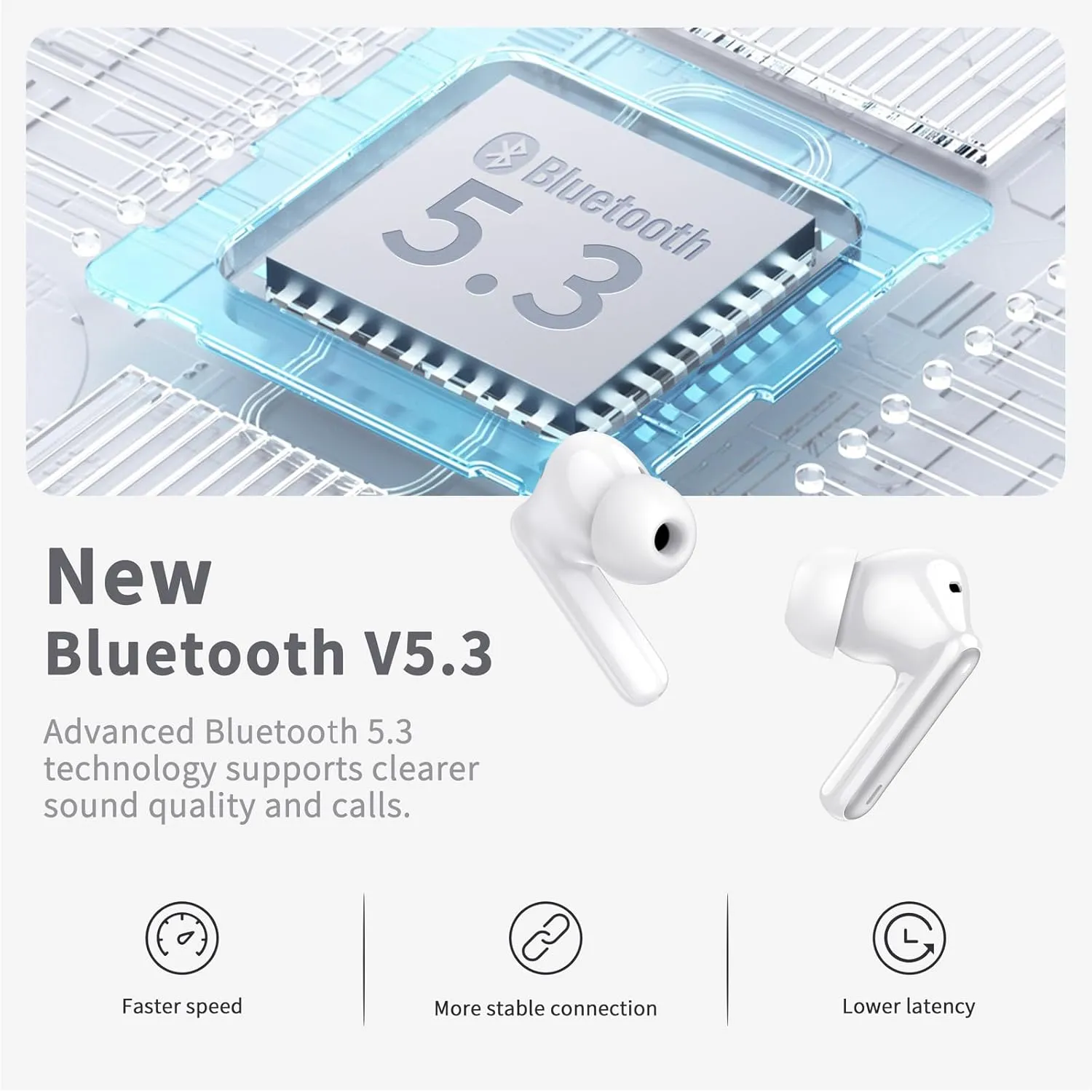 Wireless Earbuds, Bluetooth 5.3 Headphones in Ear with 4 ENC Noise Cancelling Mic, HiFi Stereo Deep Bass Wireless Earphones 40H Playtime, in-Ear Earbud Bluetooth Dual LED Display IP7 Waterproof, USB-C