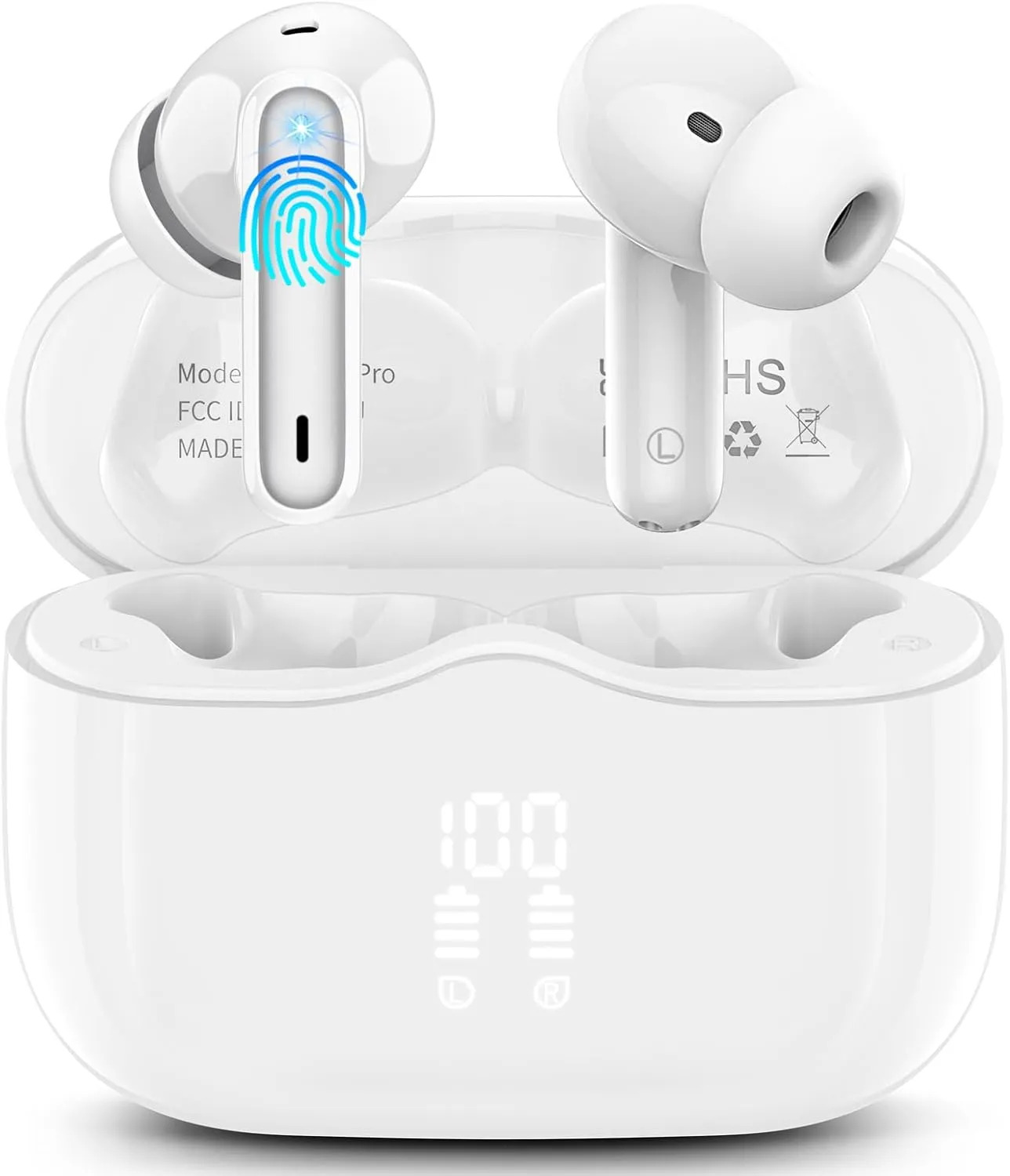 Wireless Earbuds, Bluetooth 5.3 Headphones in Ear with 4 ENC Noise Cancelling Mic, HiFi Stereo Deep Bass Wireless Earphones 40H Playtime, in-Ear Earbud Bluetooth Dual LED Display IP7 Waterproof, USB-C