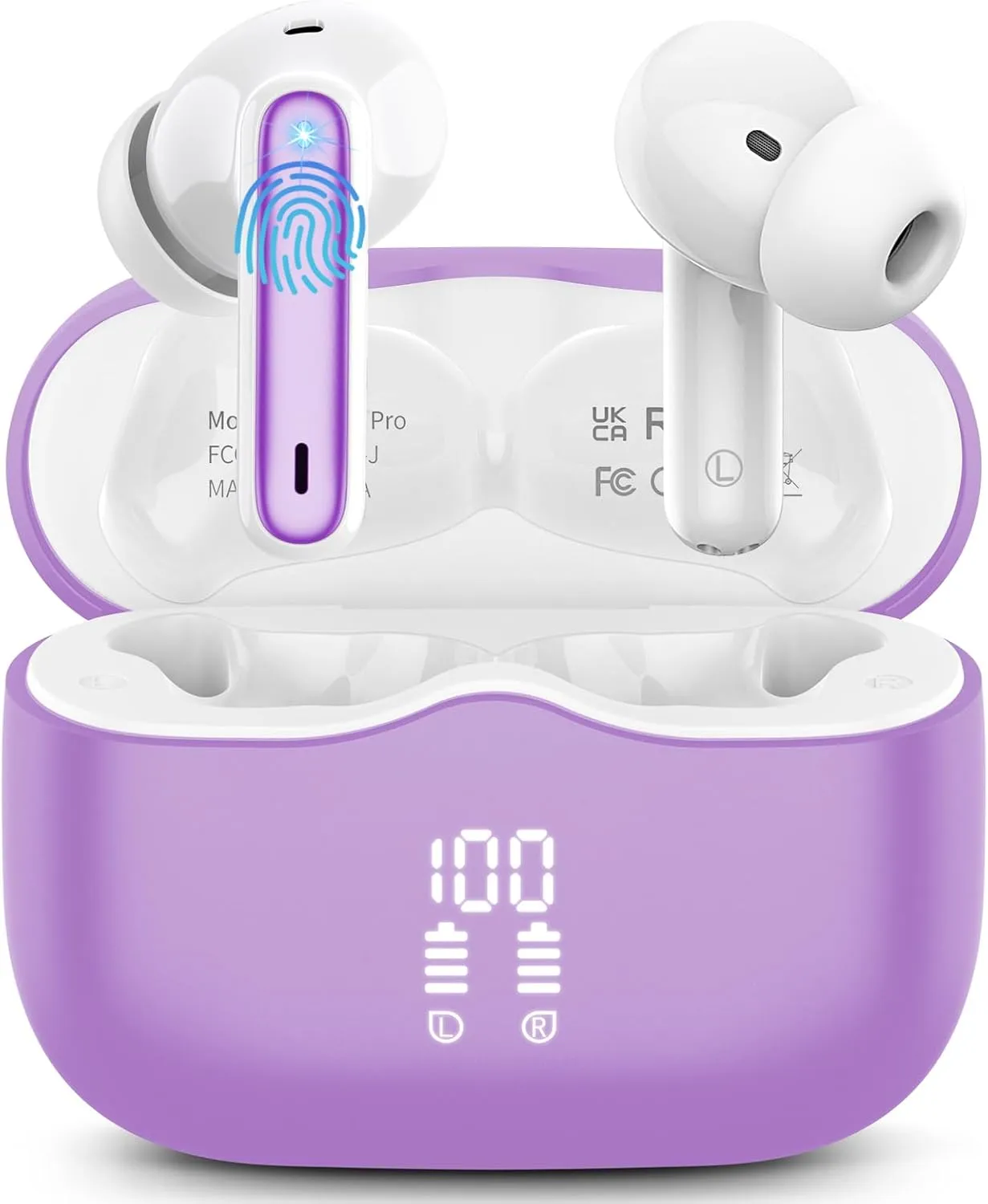 Wireless Earbuds, Bluetooth 5.3 Headphones in Ear with 4 ENC Noise Cancelling Mic, HiFi Stereo Deep Bass Wireless Earphones 40H Playtime, in-Ear Earbud Bluetooth Dual LED Display IP7 Waterproof, USB-C