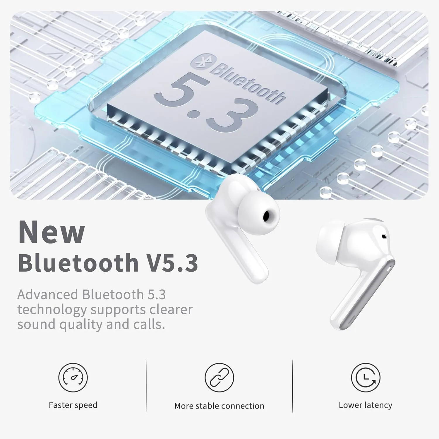 Wireless Earbuds, Bluetooth 5.3 Headphones in Ear with 4 ENC Noise Cancelling Mic, HiFi Stereo Deep Bass Wireless Earphones 40H Playtime, in-Ear Earbud Bluetooth Dual LED Display IP7 Waterproof, USB-C