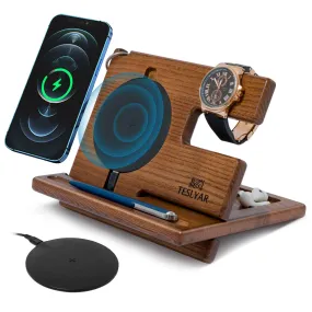 Wireless Phone Docking Station - Light Ash Wood