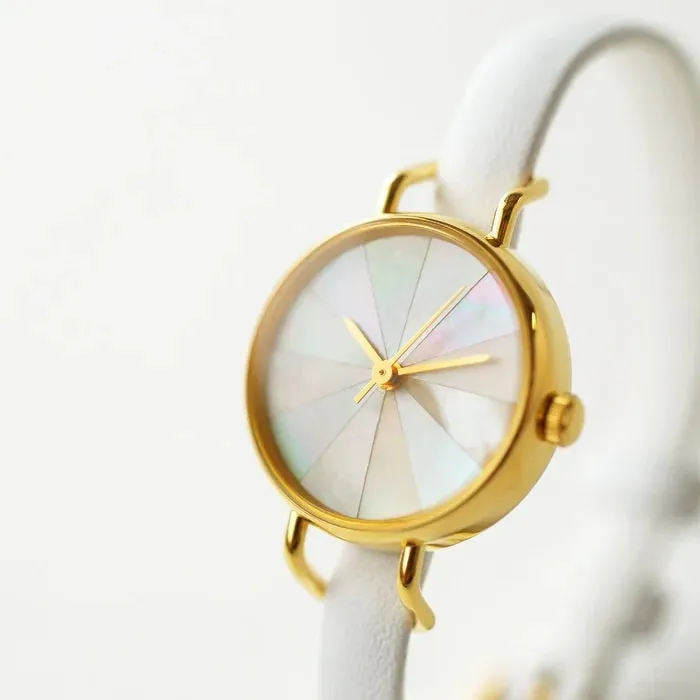 Women's Wristwatch - White South Sea Pearl Shell, Japanese handmade wrist watch