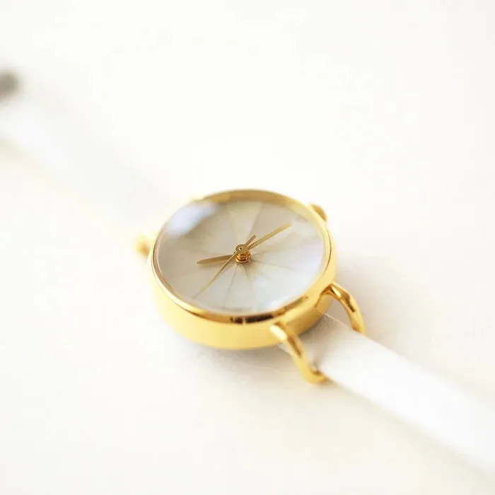 Women's Wristwatch - White South Sea Pearl Shell, Japanese handmade wrist watch