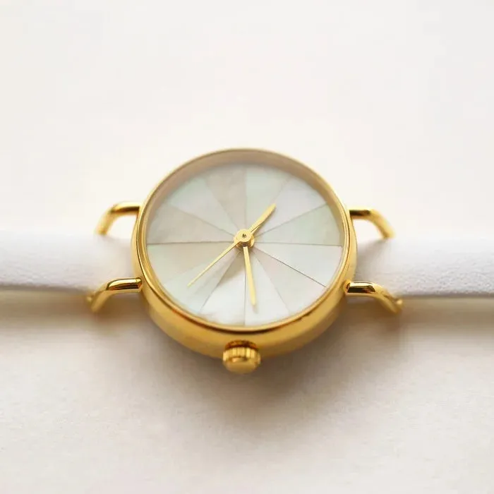 Women's Wristwatch - White South Sea Pearl Shell, Japanese handmade wrist watch