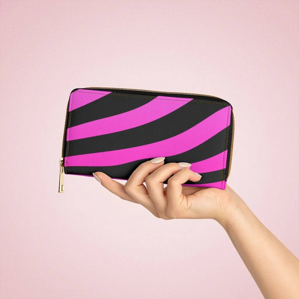 Wristlet Phone Wallet, Purple and Black Zebra Stripe Style Purse