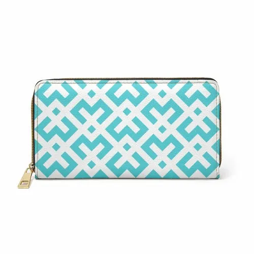 Wristlet Phone Wallet, White and Pastel Green Geometric Style Purse