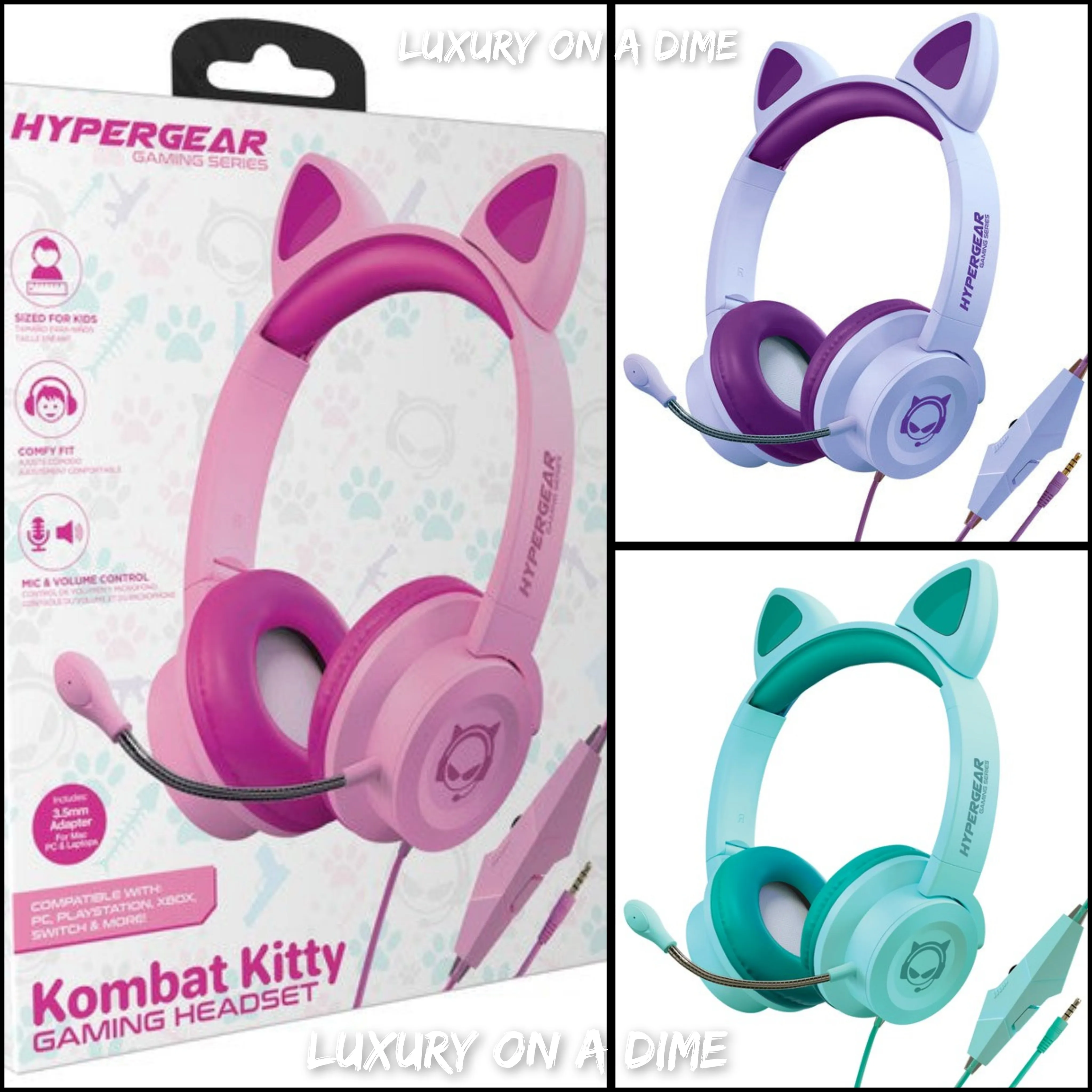 Youth Kombat Kitty Gaming Headset Microphone Kids Cat Headphones