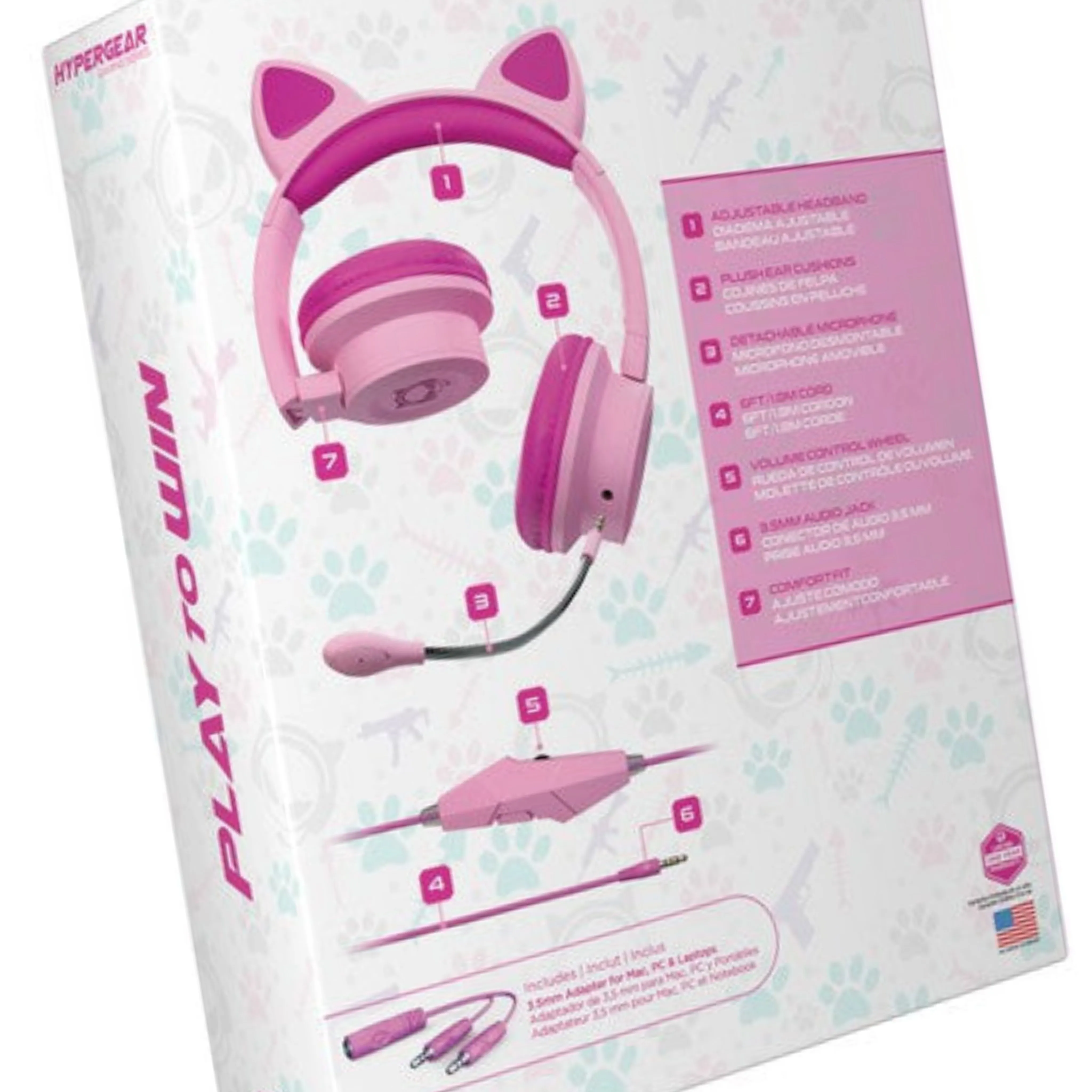 Youth Kombat Kitty Gaming Headset Microphone Kids Cat Headphones