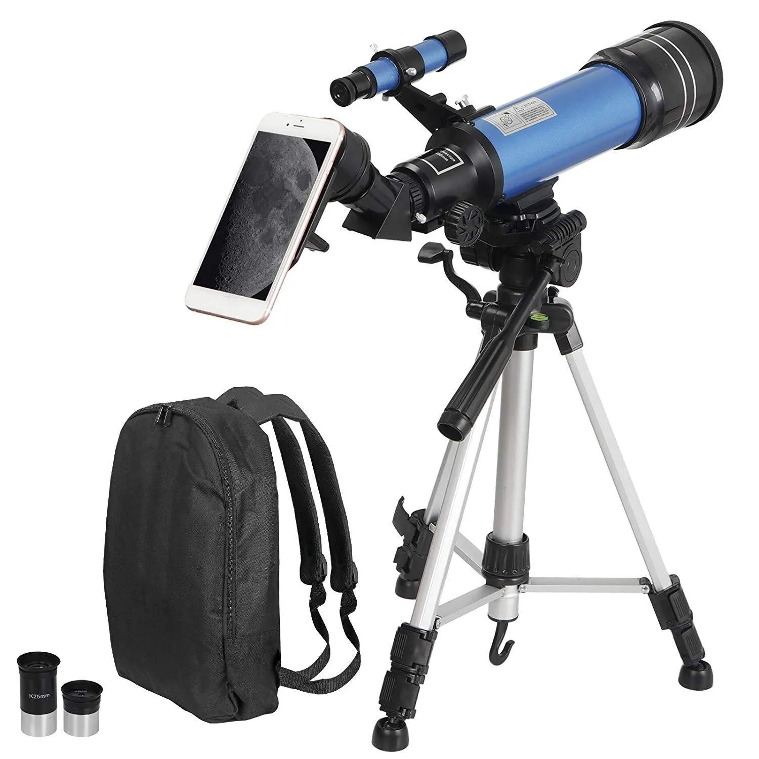 ZENY™ 70mm Aperture Astronomical Refractor Telescope w/ Carry Bag, Smartphone Adapter